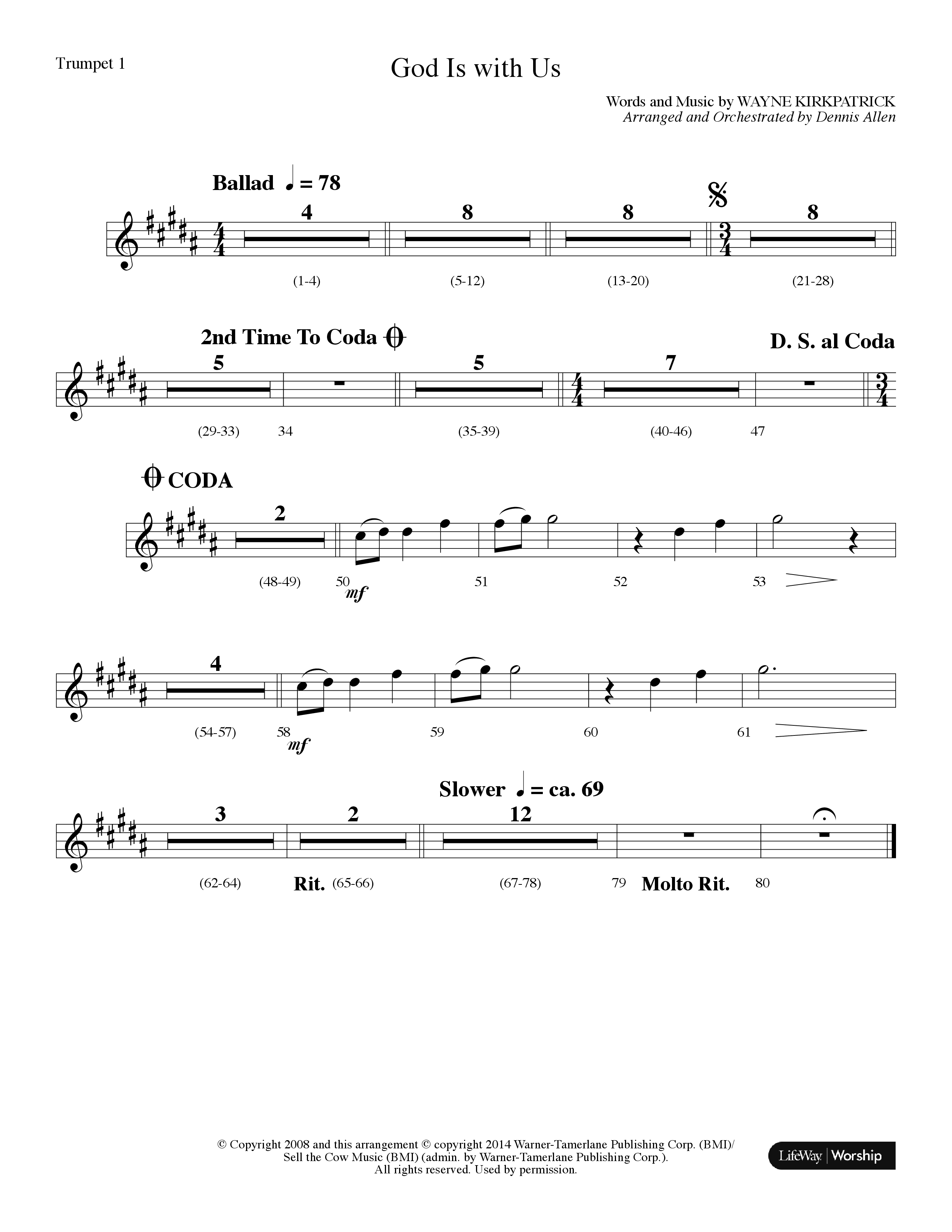 God Is With Us (Choral Anthem SATB) Trumpet 1 (Lifeway Choral / Arr. Dennis Allen)