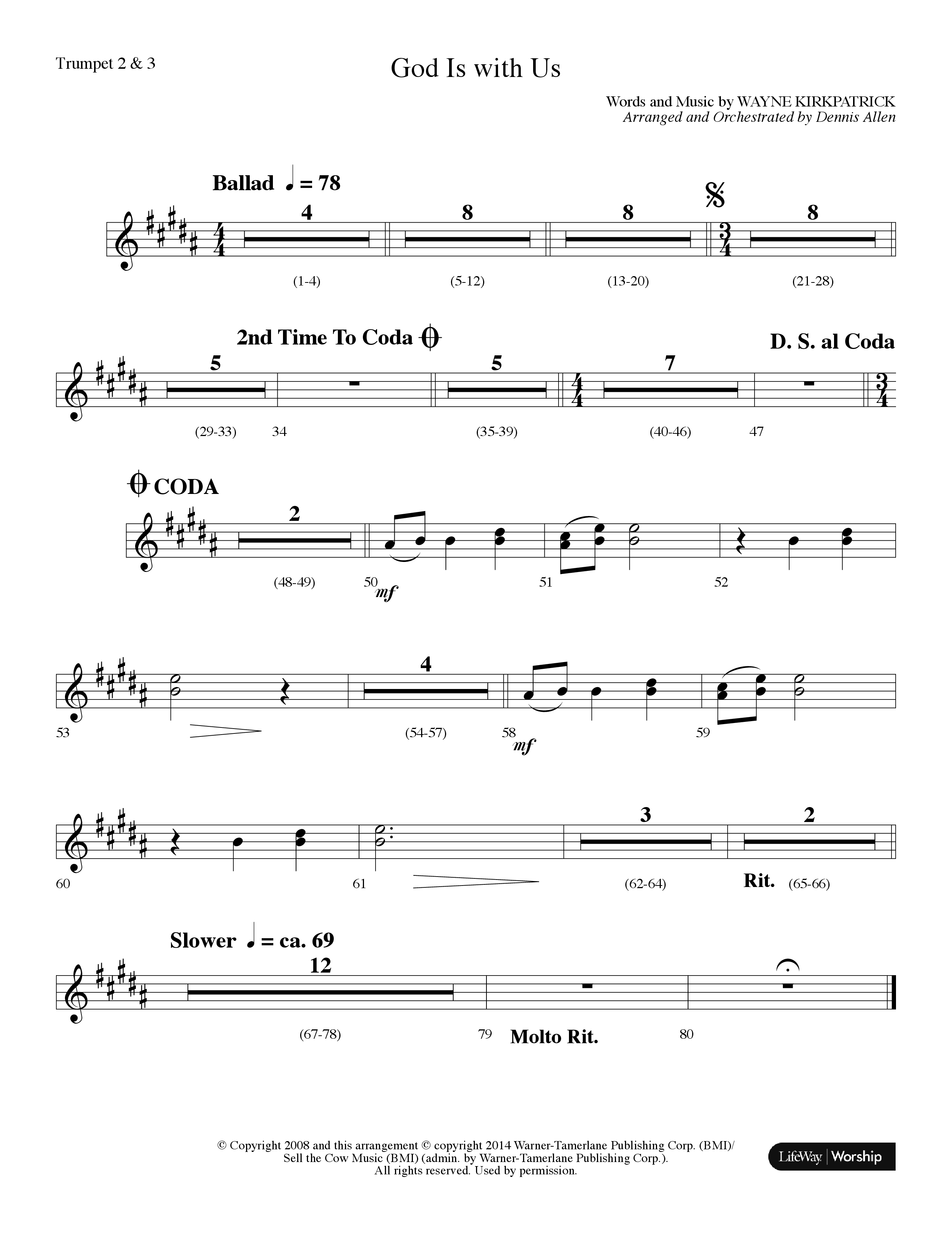 God Is With Us (Choral Anthem SATB) Trumpet 2/3 (Lifeway Choral / Arr. Dennis Allen)