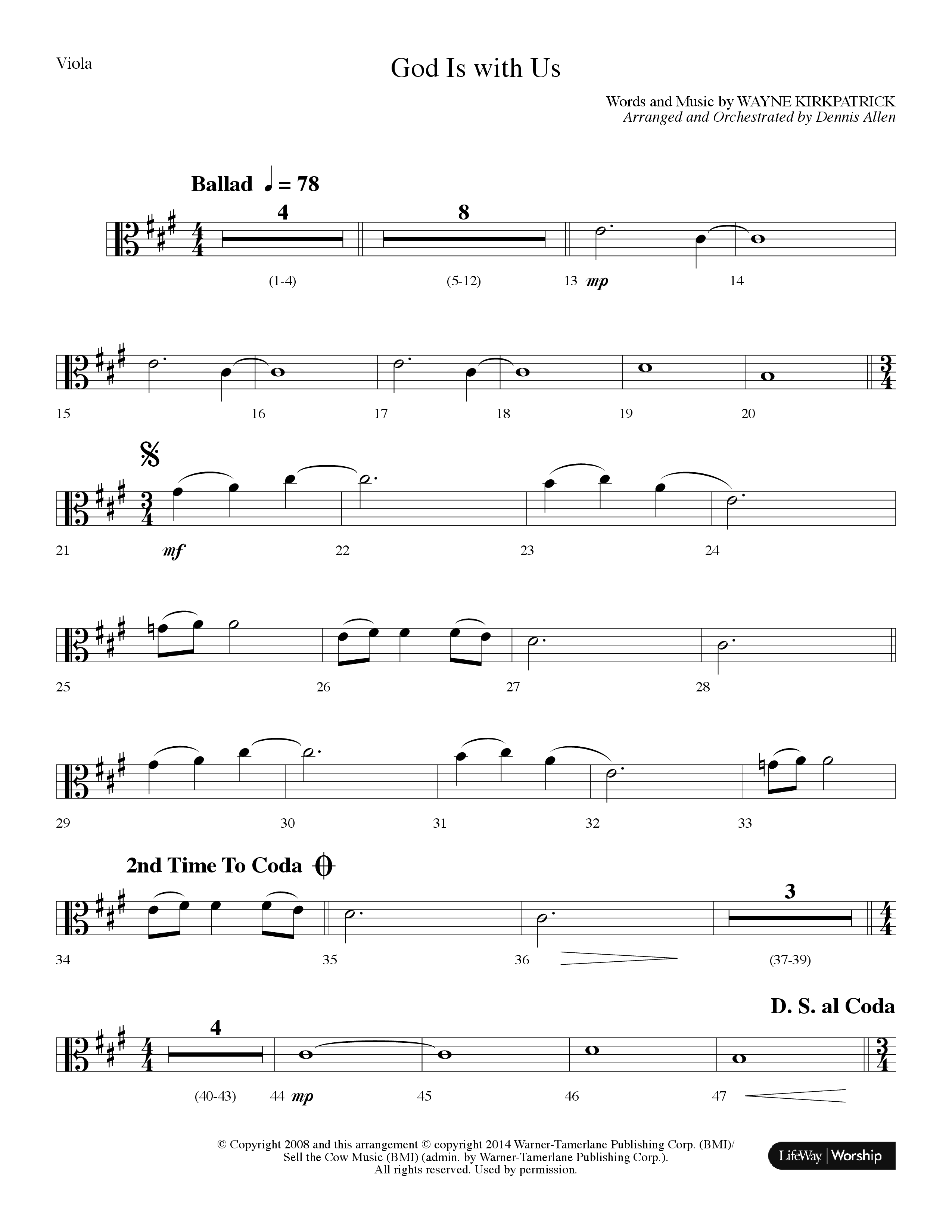 God Is With Us (Choral Anthem SATB) Viola (Lifeway Choral / Arr. Dennis Allen)