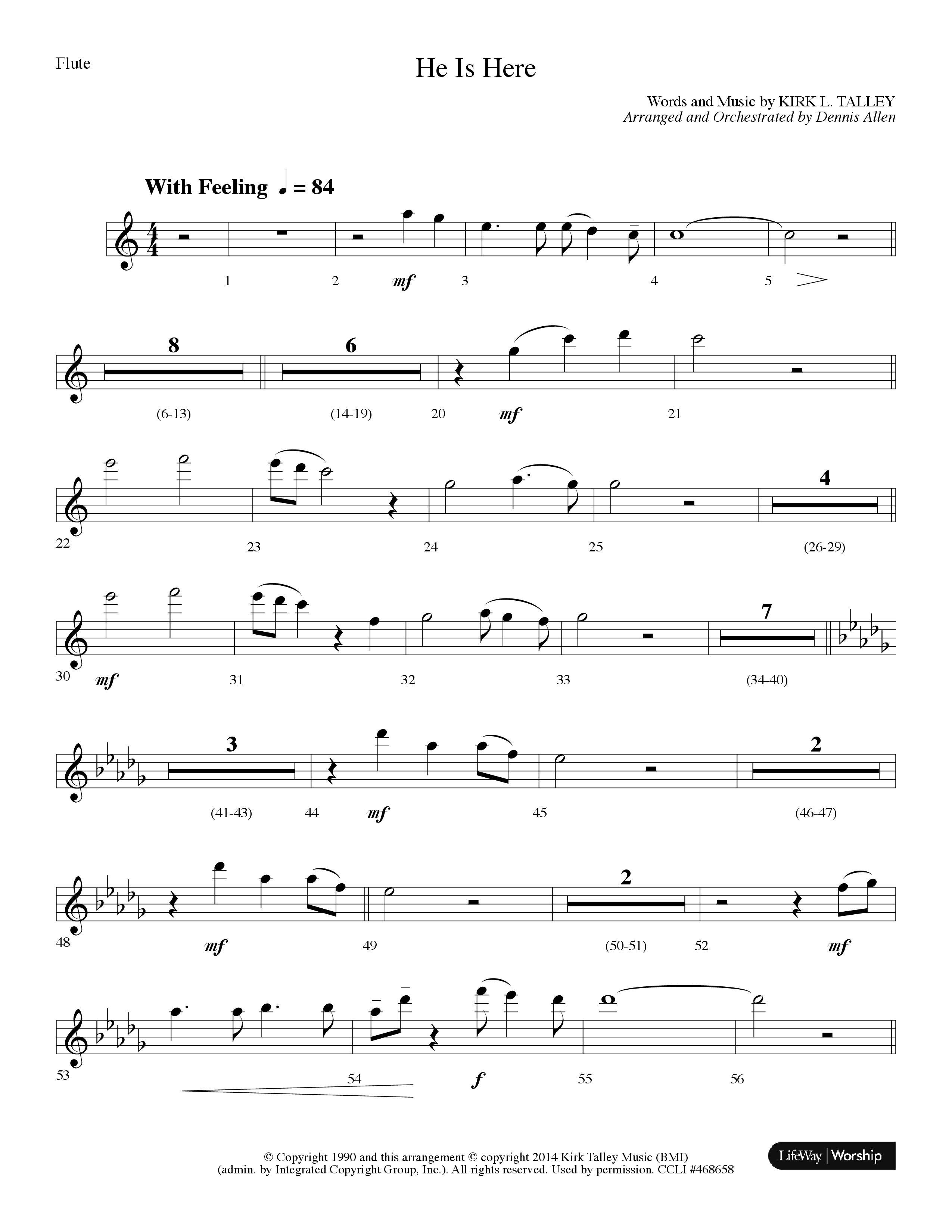 He Is Here (Choral Anthem SATB) Flute (Lifeway Worship / Arr. Dennis Allen)
