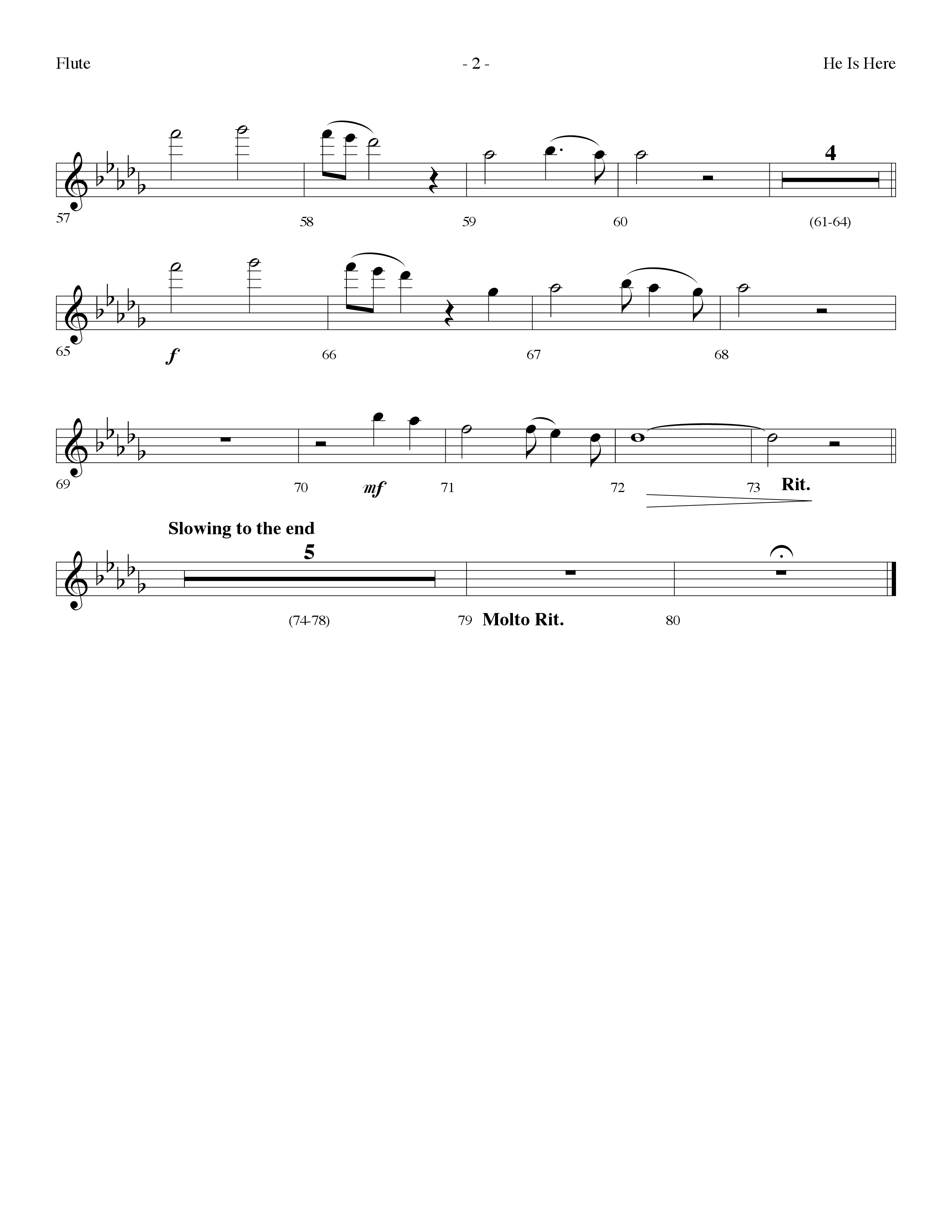 He Is Here (Choral Anthem SATB) Flute (Lifeway Worship / Arr. Dennis Allen)