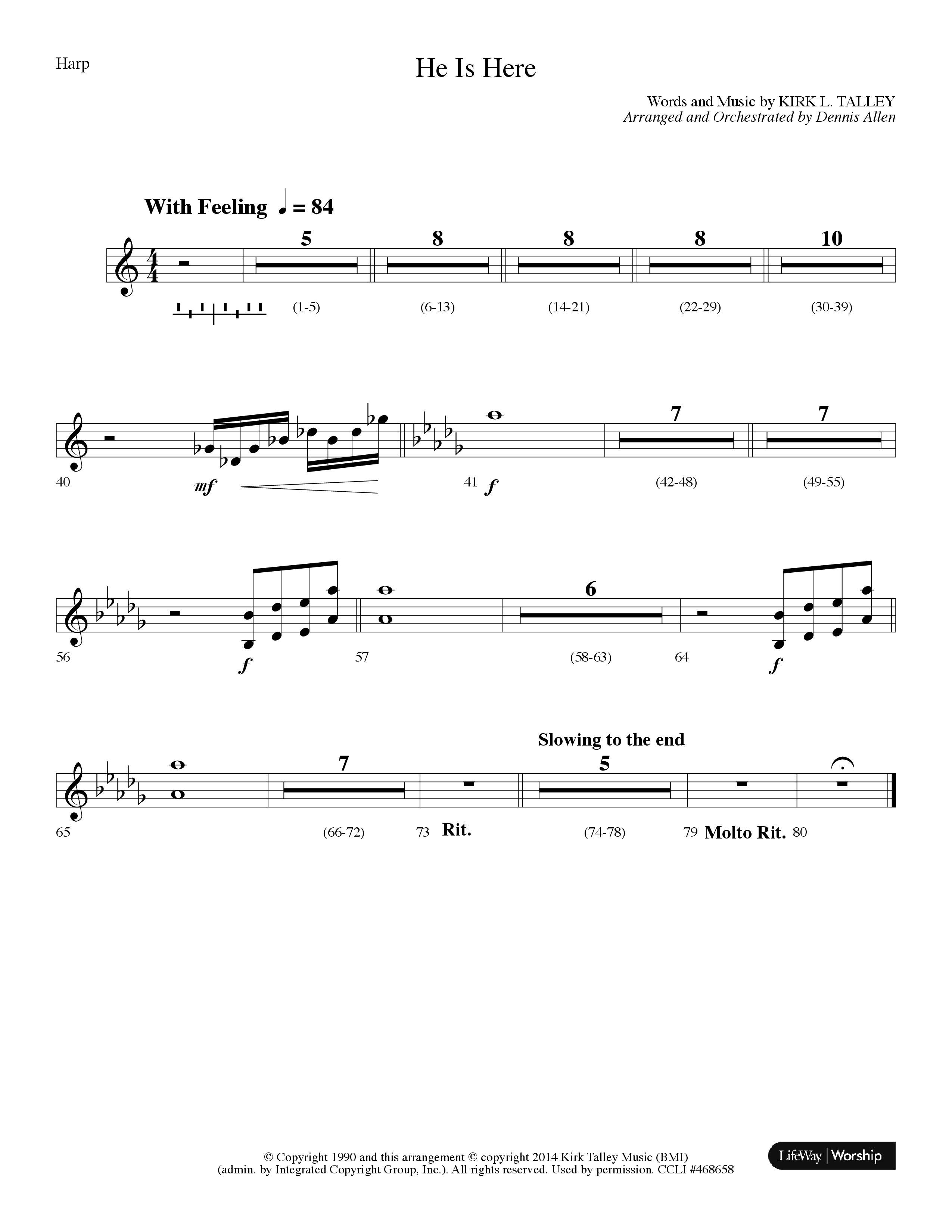 He Is Here (Choral Anthem SATB) Harp (Lifeway Worship / Arr. Dennis Allen)