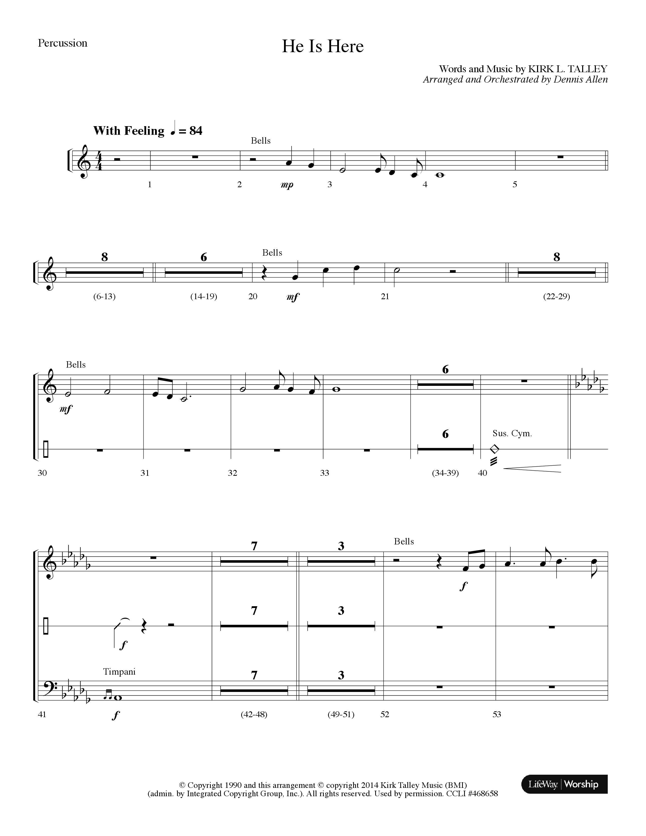 He Is Here (Choral Anthem SATB) Percussion (Lifeway Worship / Arr. Dennis Allen)