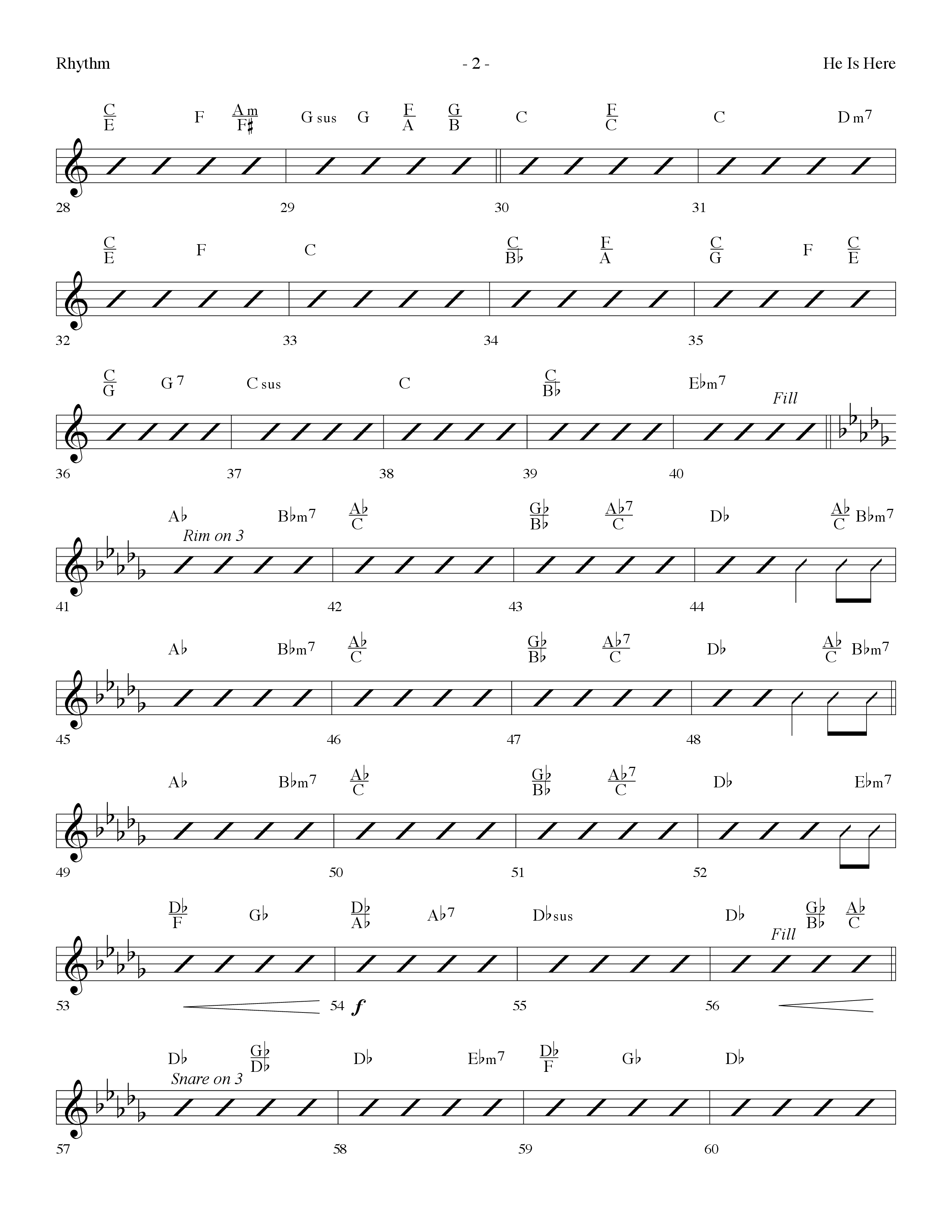 He Is Here (Choral Anthem SATB) Rhythm Chart (Lifeway Worship / Arr. Dennis Allen)