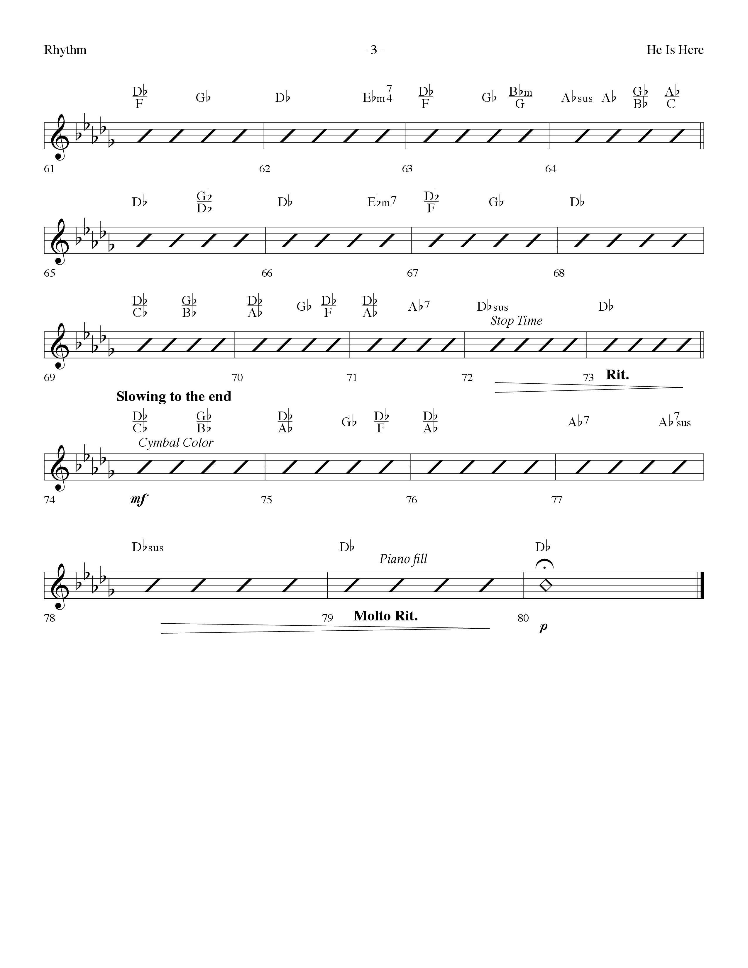 He Is Here (Choral Anthem SATB) Rhythm Chart (Lifeway Worship / Arr. Dennis Allen)