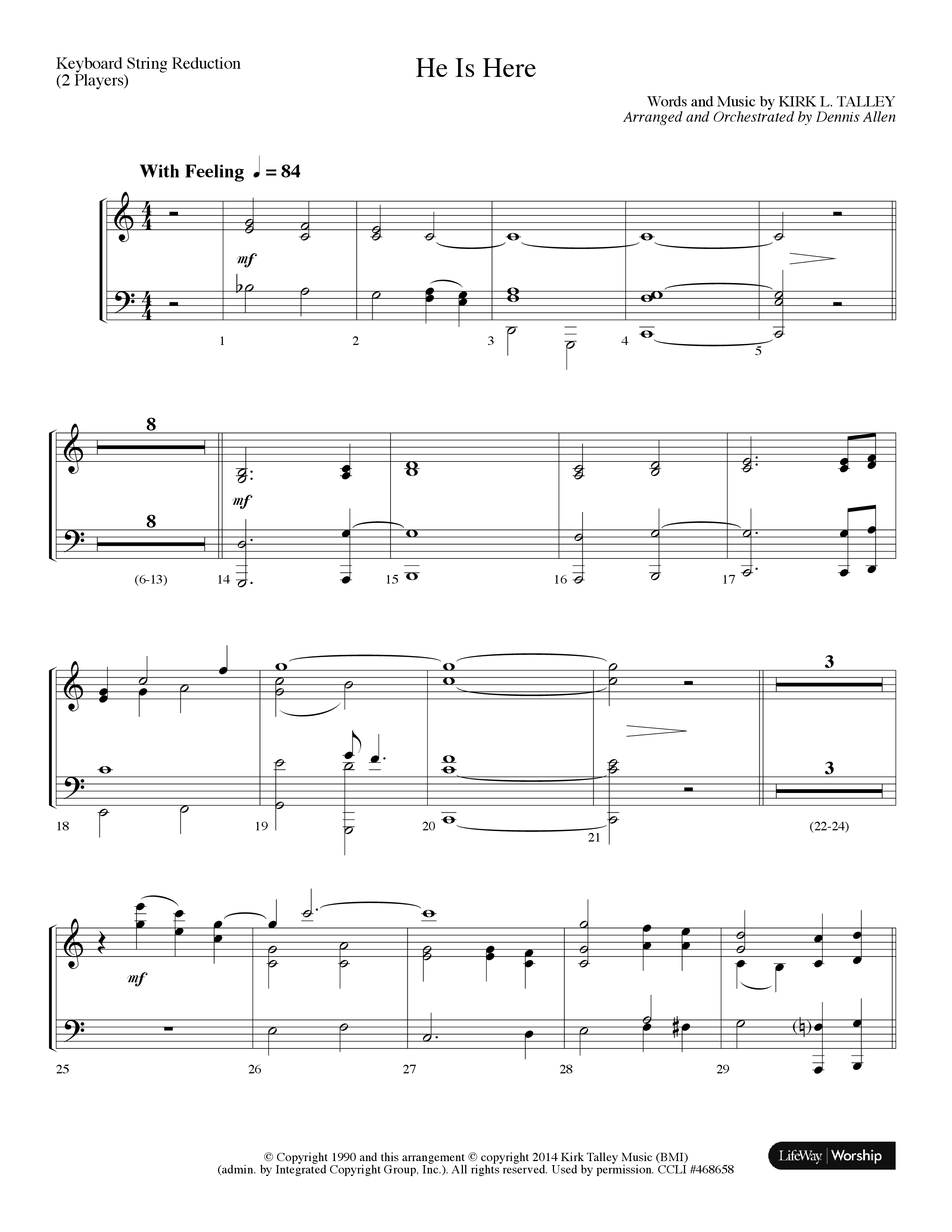 He Is Here (Choral Anthem SATB) String Reduction (Lifeway Worship / Arr. Dennis Allen)