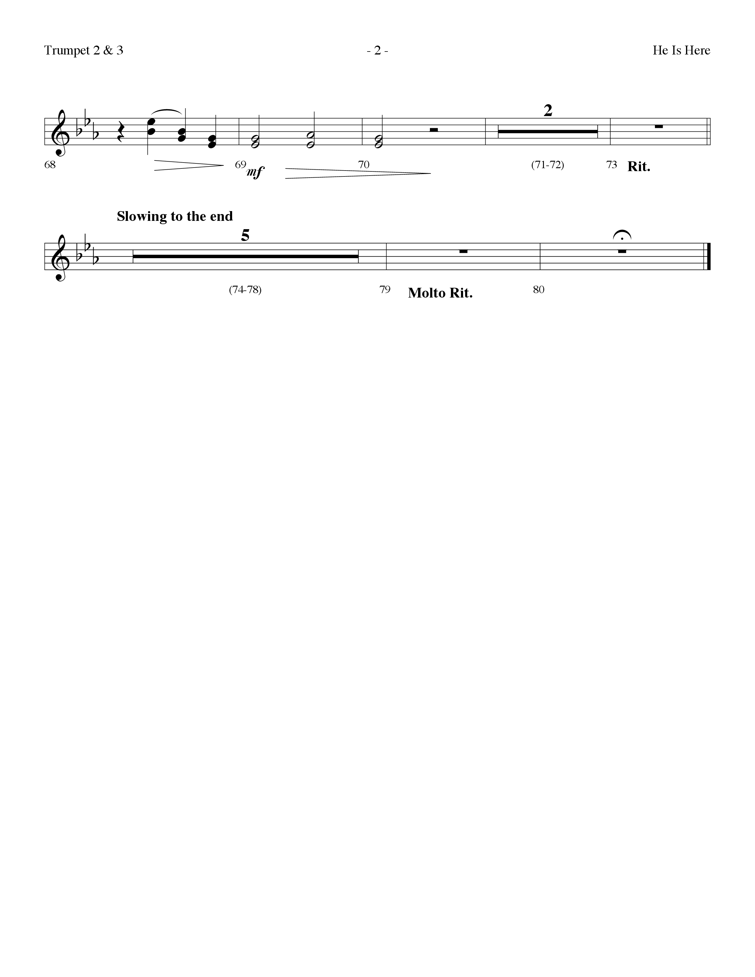 He Is Here (Choral Anthem SATB) Trumpet 2/3 (Lifeway Worship / Arr. Dennis Allen)