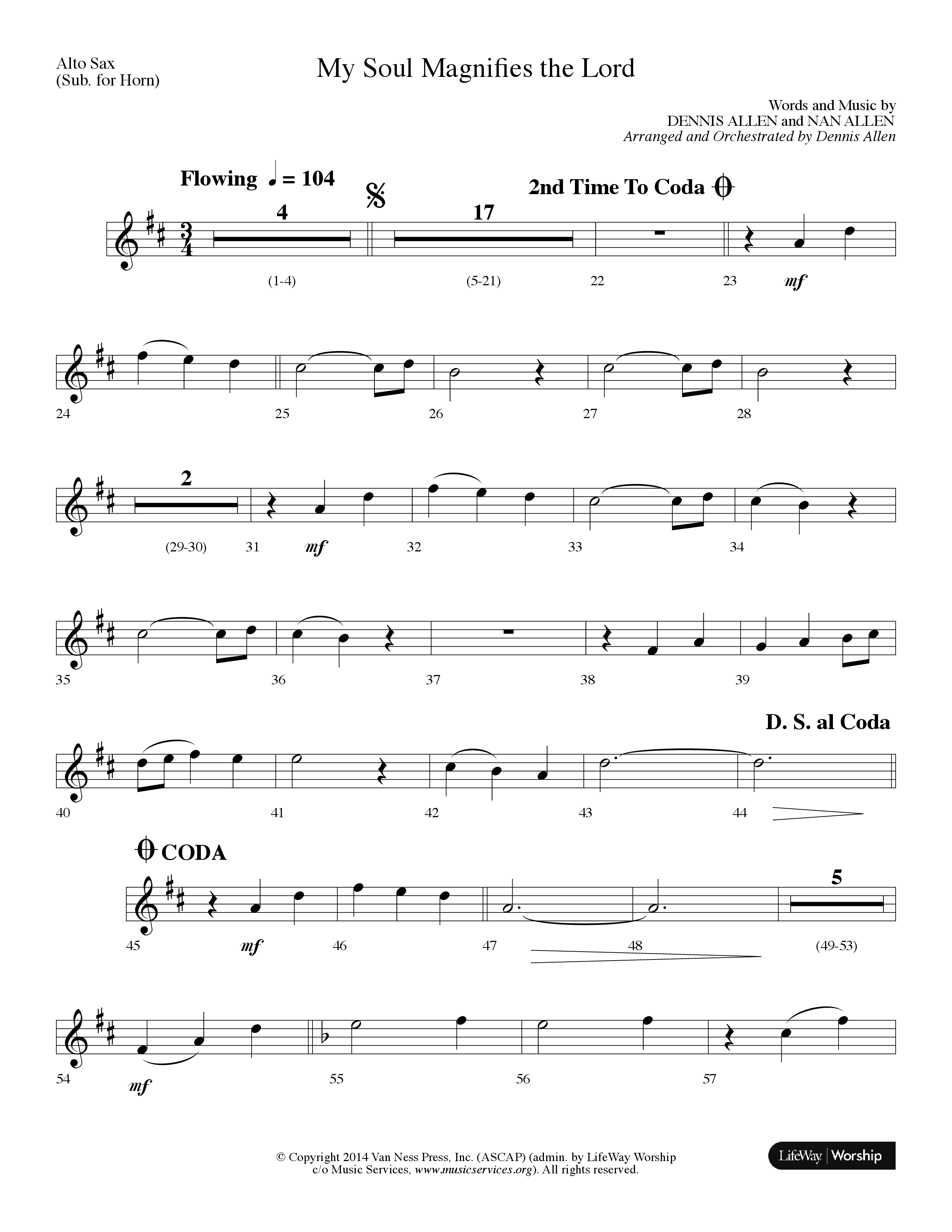 My Soul Magnifies The Lord (Choral Anthem SATB) Alto Sax (Lifeway Choral / Arr. Dennis Allen)