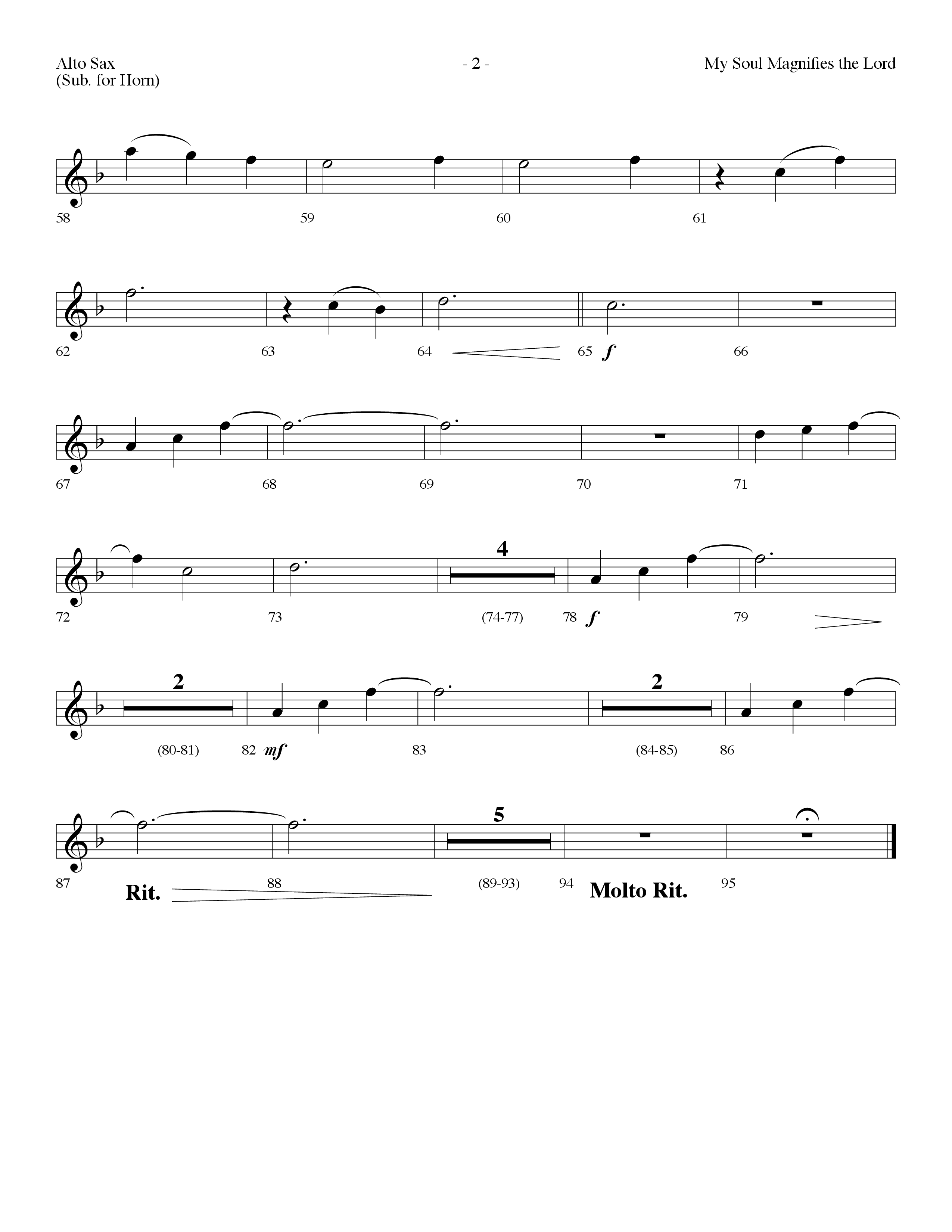 My Soul Magnifies The Lord (Choral Anthem SATB) Alto Sax (Lifeway Choral / Arr. Dennis Allen)