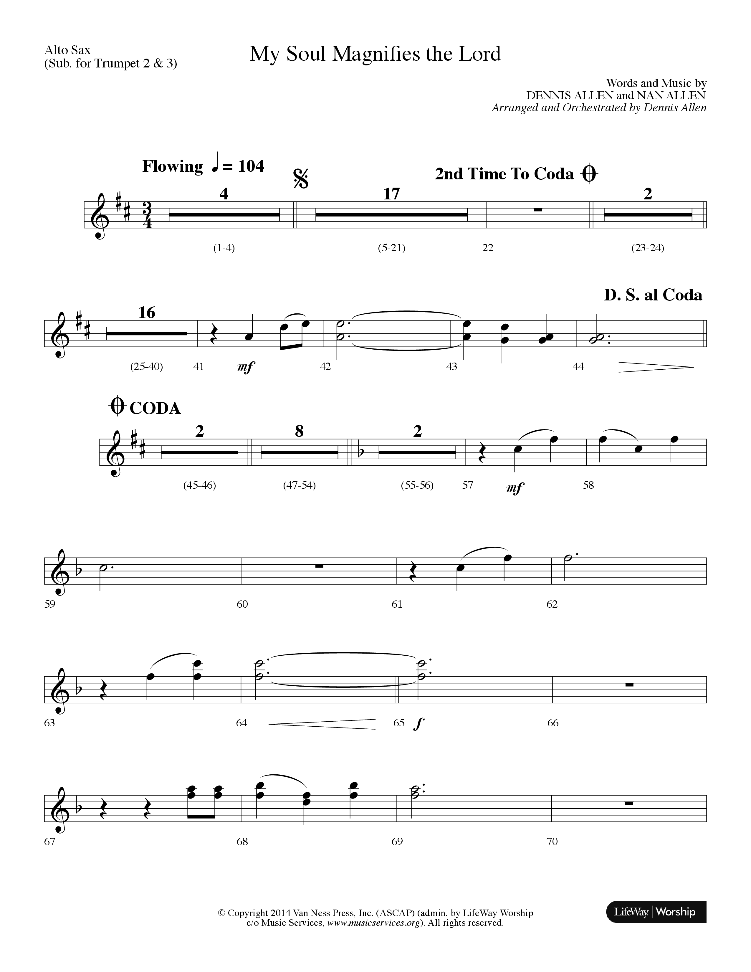 My Soul Magnifies The Lord (Choral Anthem SATB) Alto Sax (Lifeway Choral / Arr. Dennis Allen)
