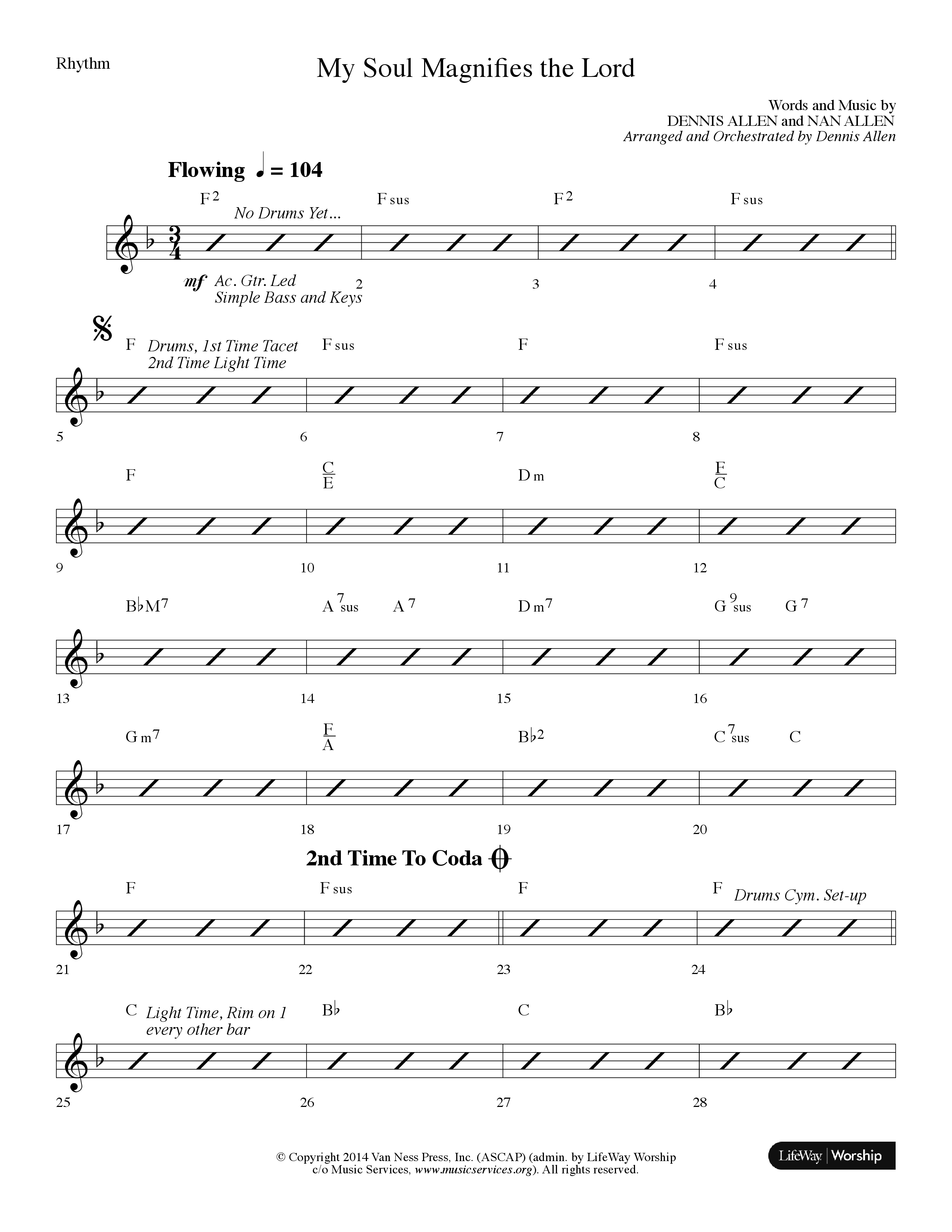 My Soul Magnifies The Lord (Choral Anthem SATB) Rhythm Chart (Lifeway Choral / Arr. Dennis Allen)