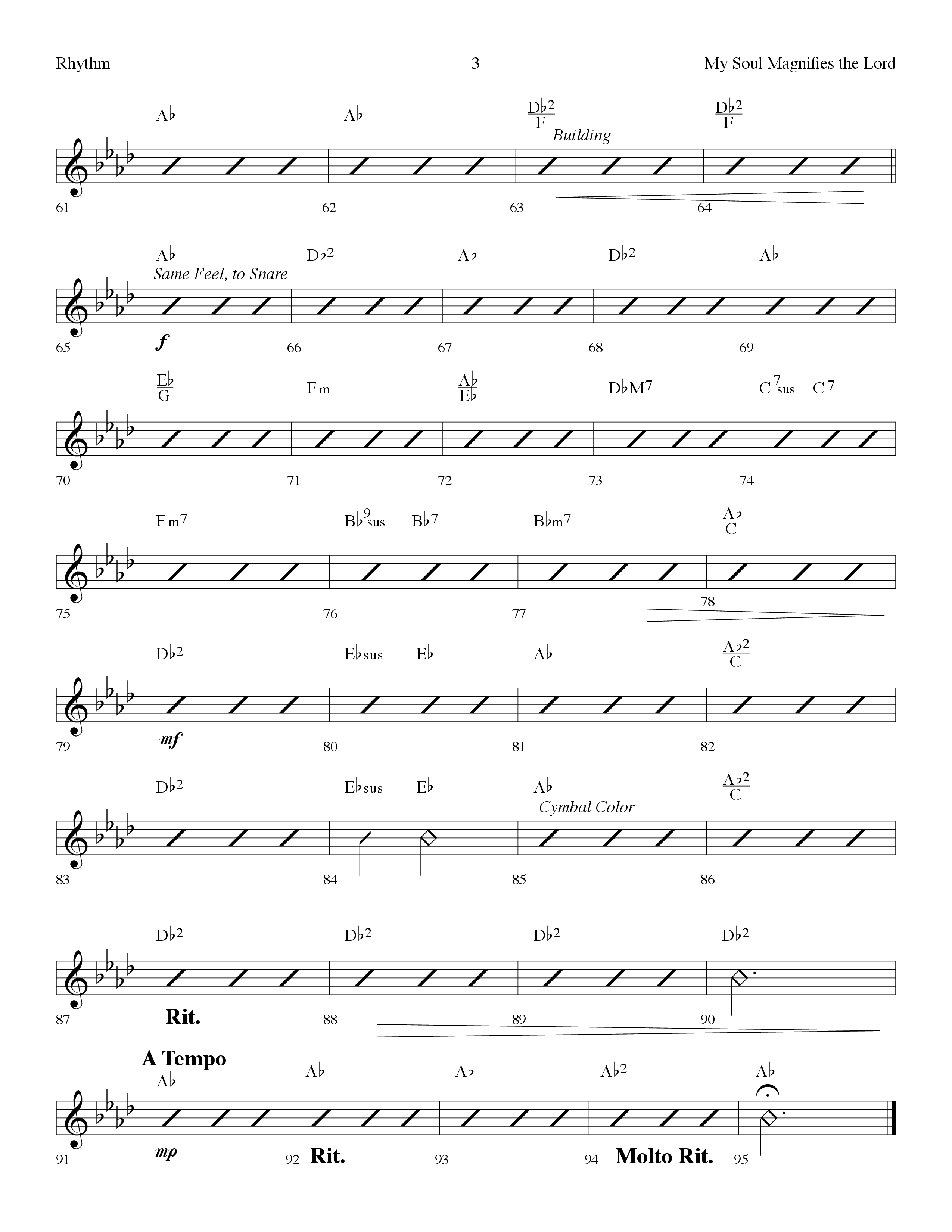 My Soul Magnifies The Lord (Choral Anthem SATB) Rhythm Chart (Lifeway Choral / Arr. Dennis Allen)