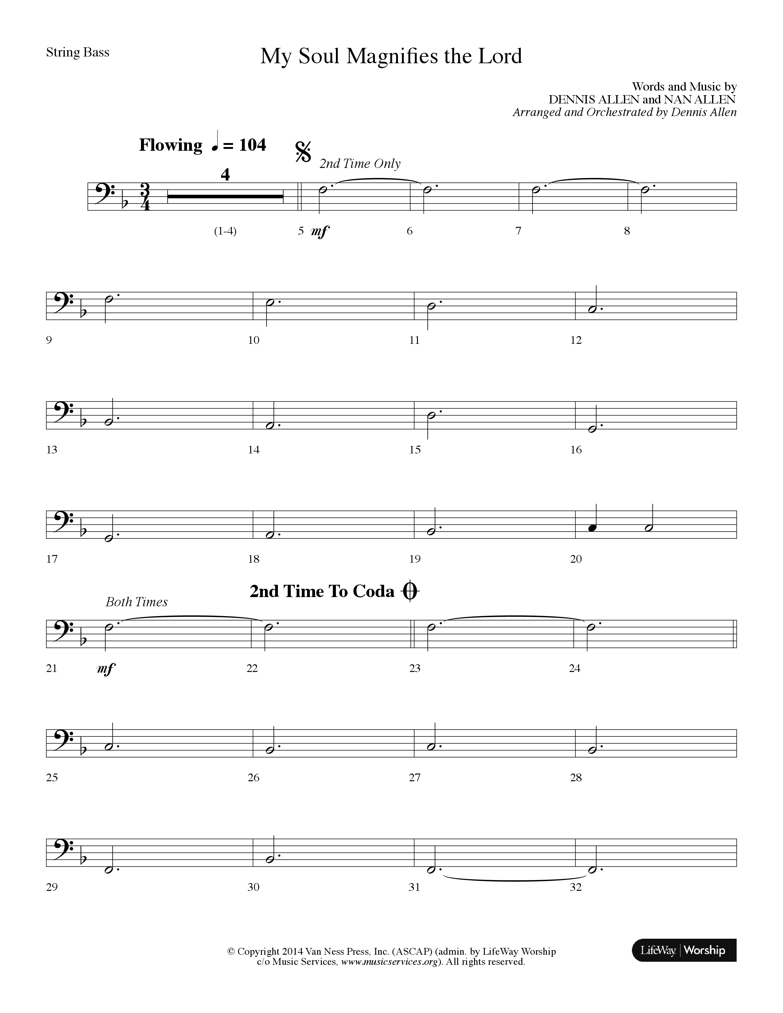 My Soul Magnifies The Lord (Choral Anthem SATB) String Bass (Lifeway Choral / Arr. Dennis Allen)