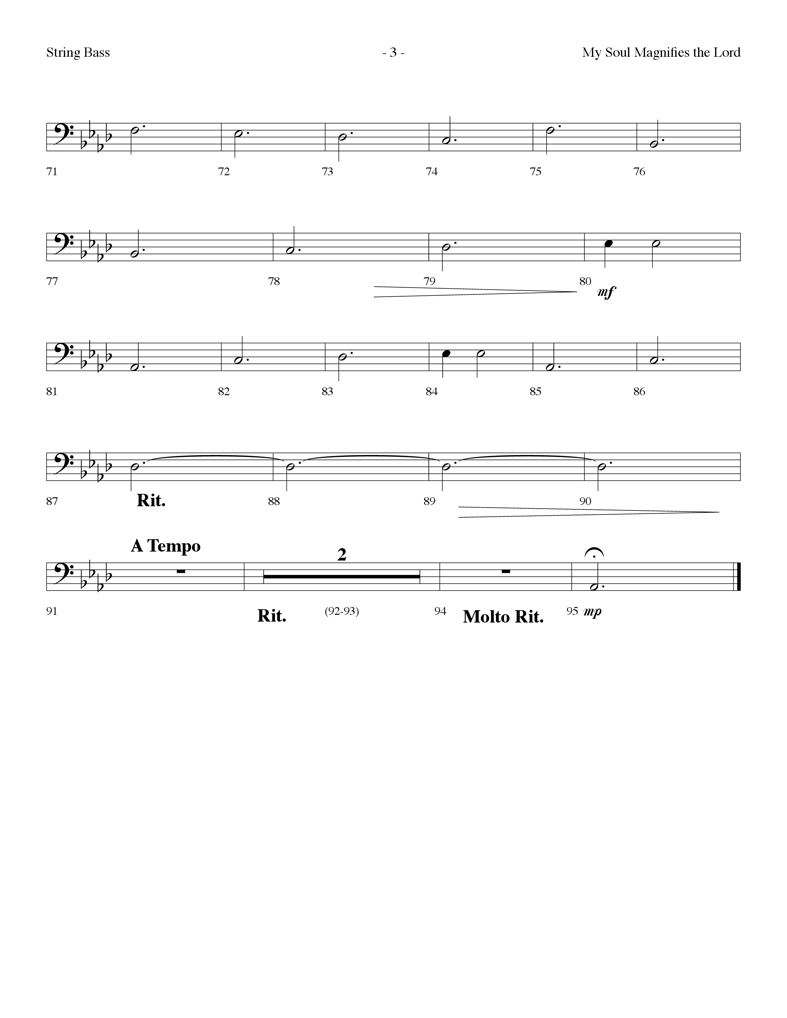 My Soul Magnifies The Lord (Choral Anthem SATB) String Bass (Lifeway Choral / Arr. Dennis Allen)
