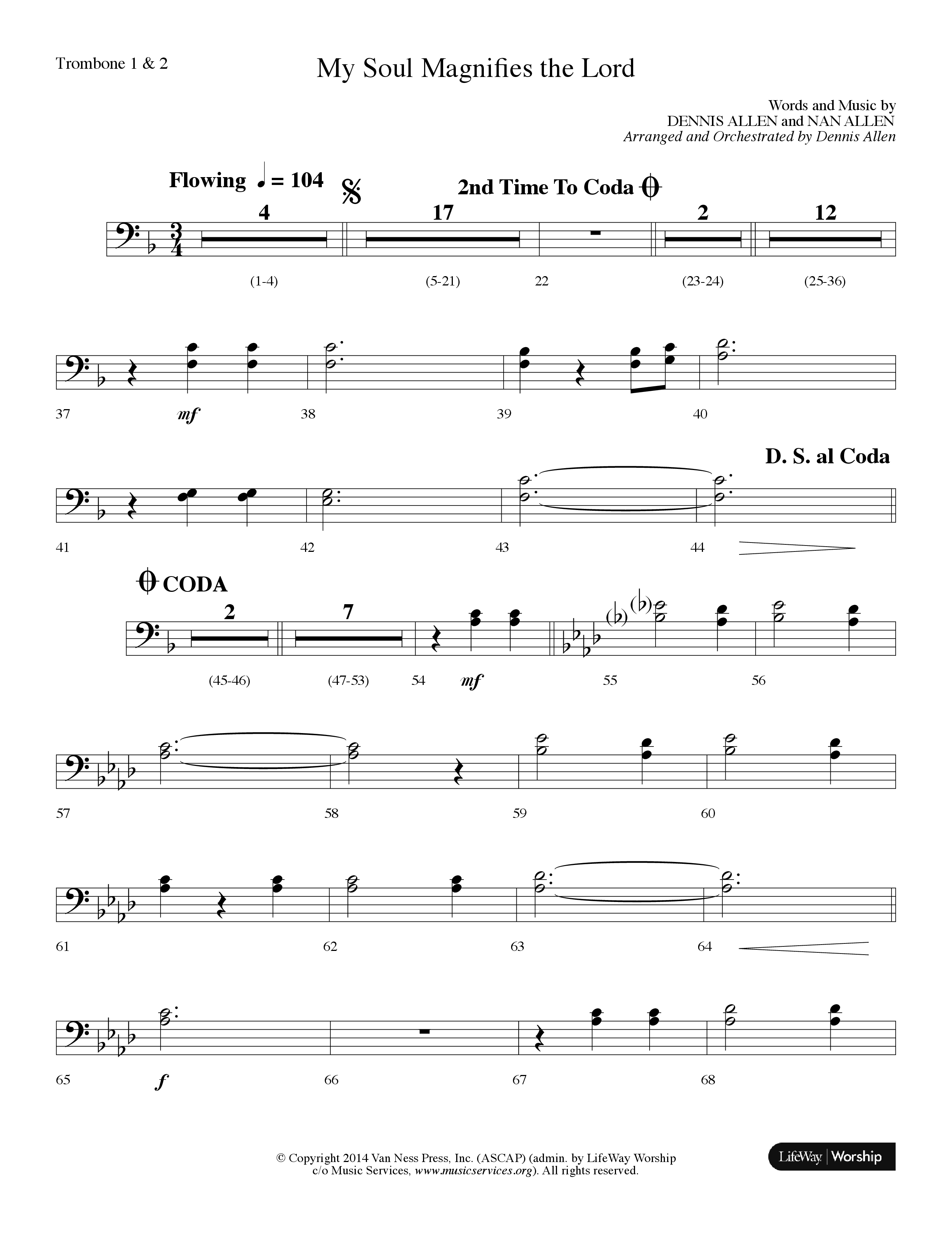 My Soul Magnifies The Lord (Choral Anthem SATB) Trombone 1/2 (Lifeway Choral / Arr. Dennis Allen)