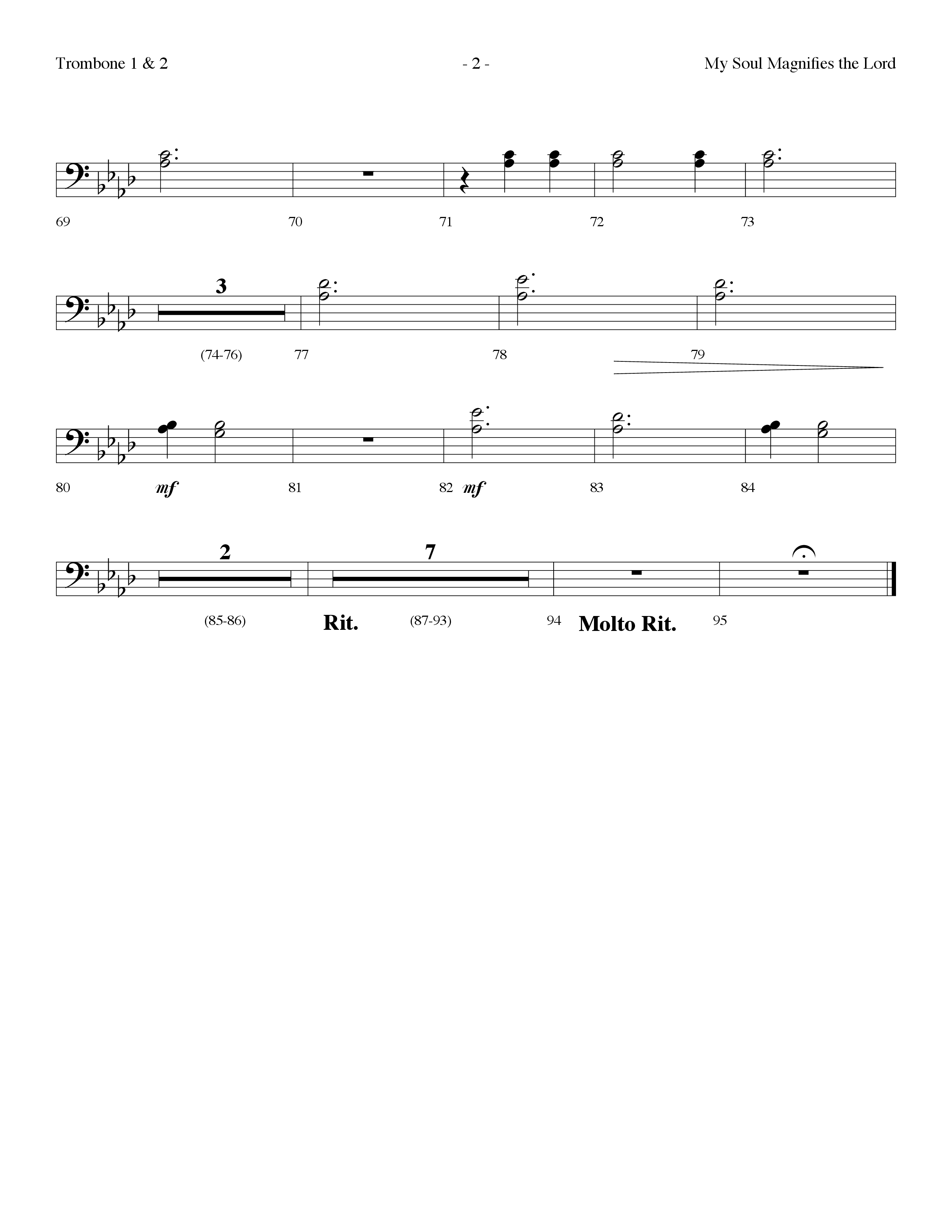 My Soul Magnifies The Lord (Choral Anthem SATB) Trombone 1/2 (Lifeway Choral / Arr. Dennis Allen)