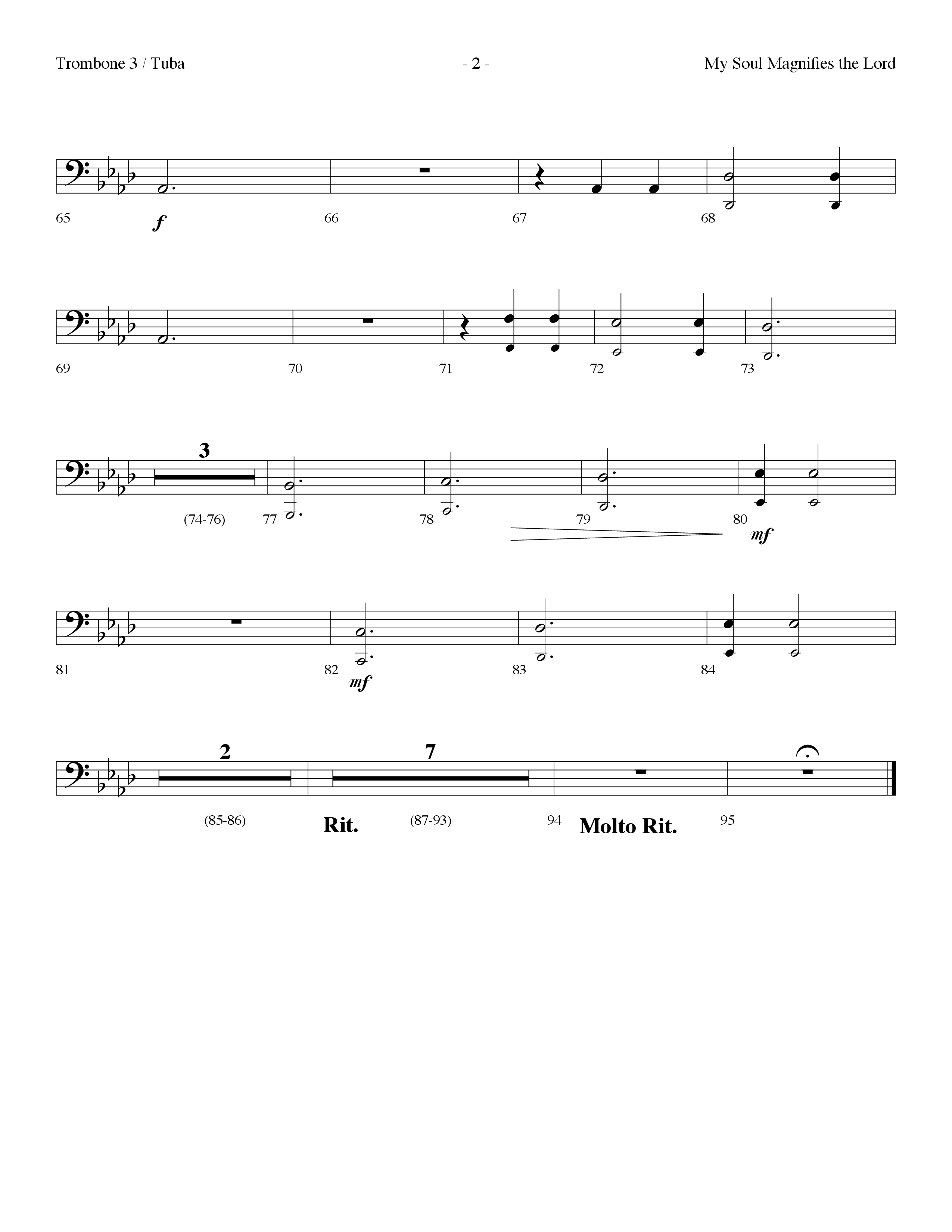 My Soul Magnifies The Lord (Choral Anthem SATB) Trombone 3/Tuba (Lifeway Choral / Arr. Dennis Allen)