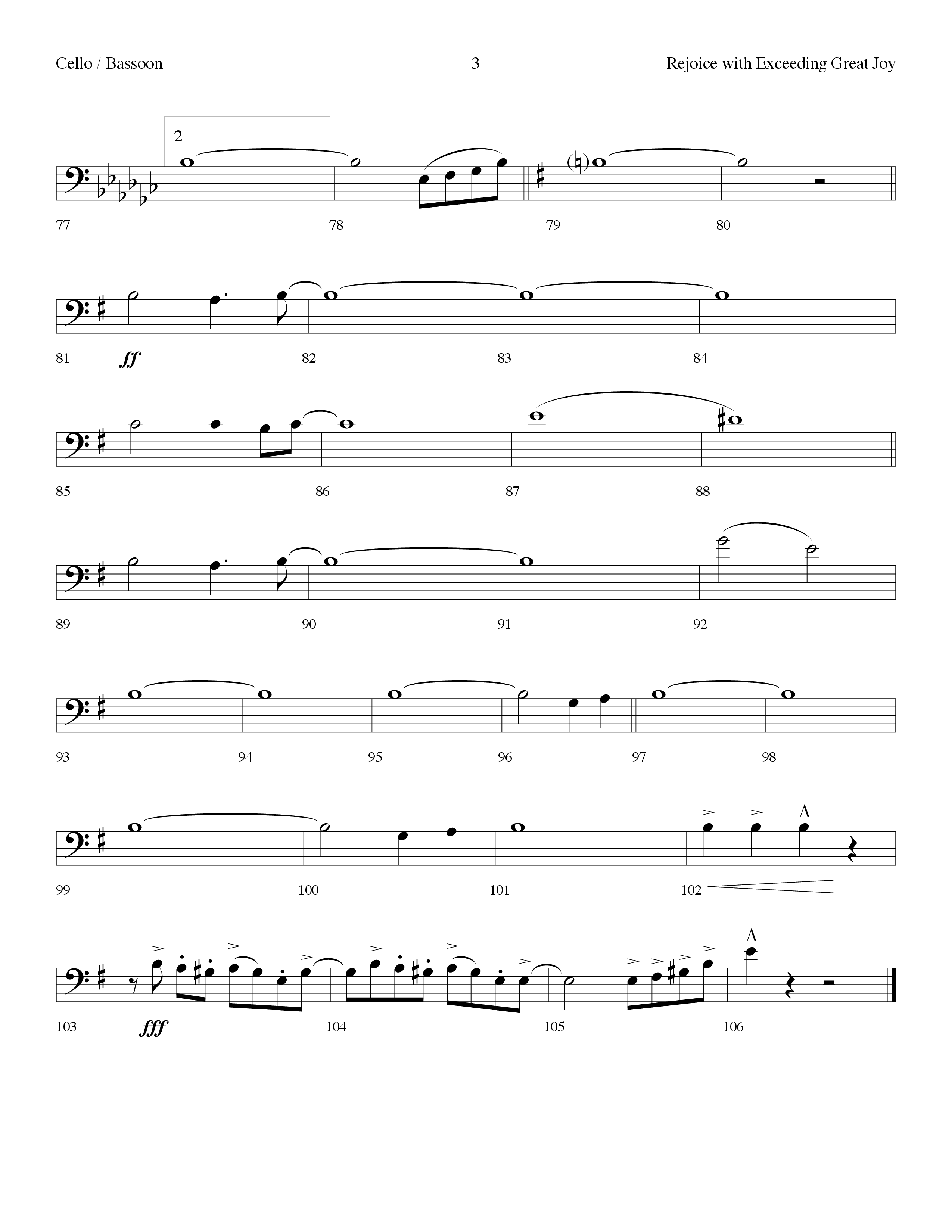 Rejoice With Exceeding Great Joy (Choral Anthem SATB) Cello (Lifeway Choral / Arr. Dennis Allen)