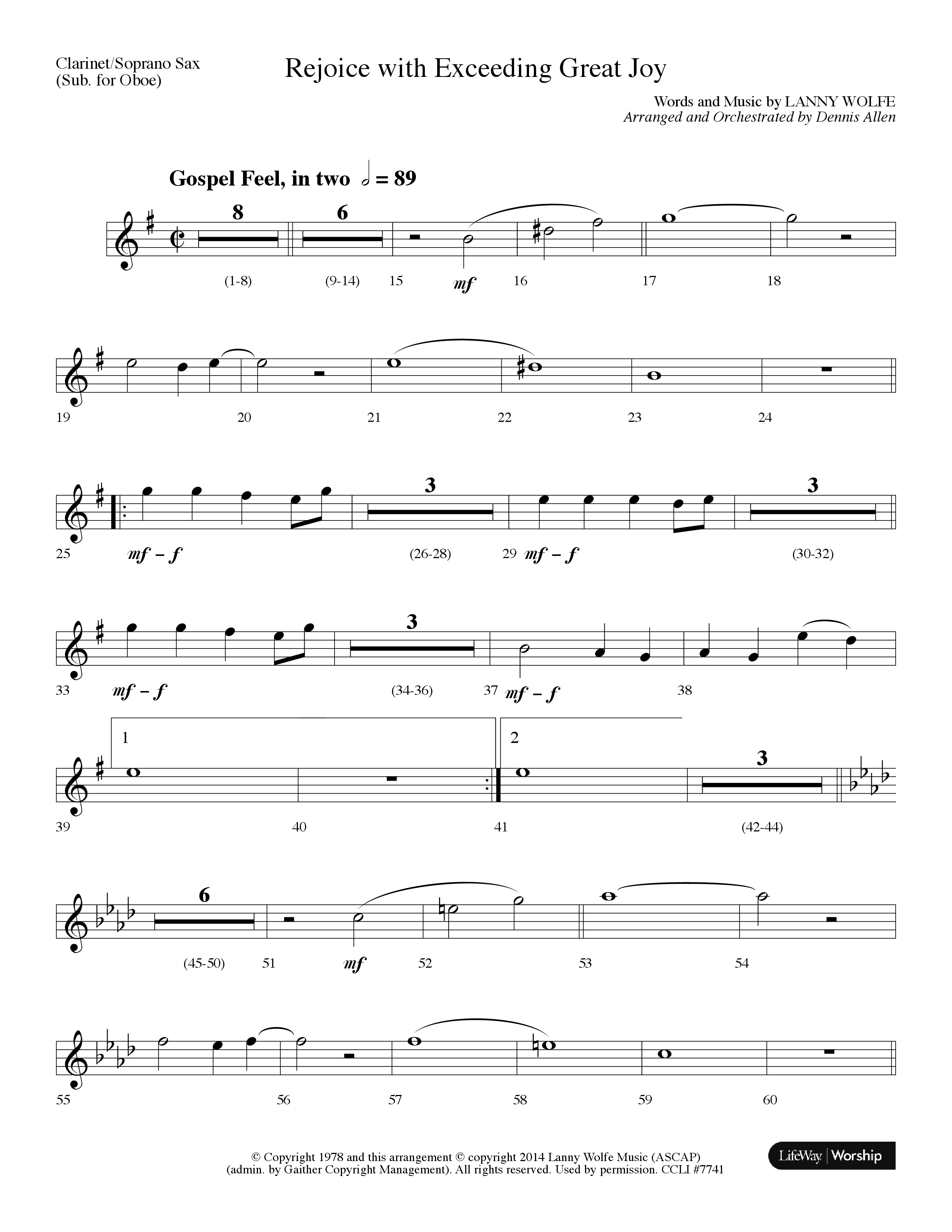 Rejoice With Exceeding Great Joy (Choral Anthem SATB) Clarinet/Soprano Sax (Lifeway Choral / Arr. Dennis Allen)
