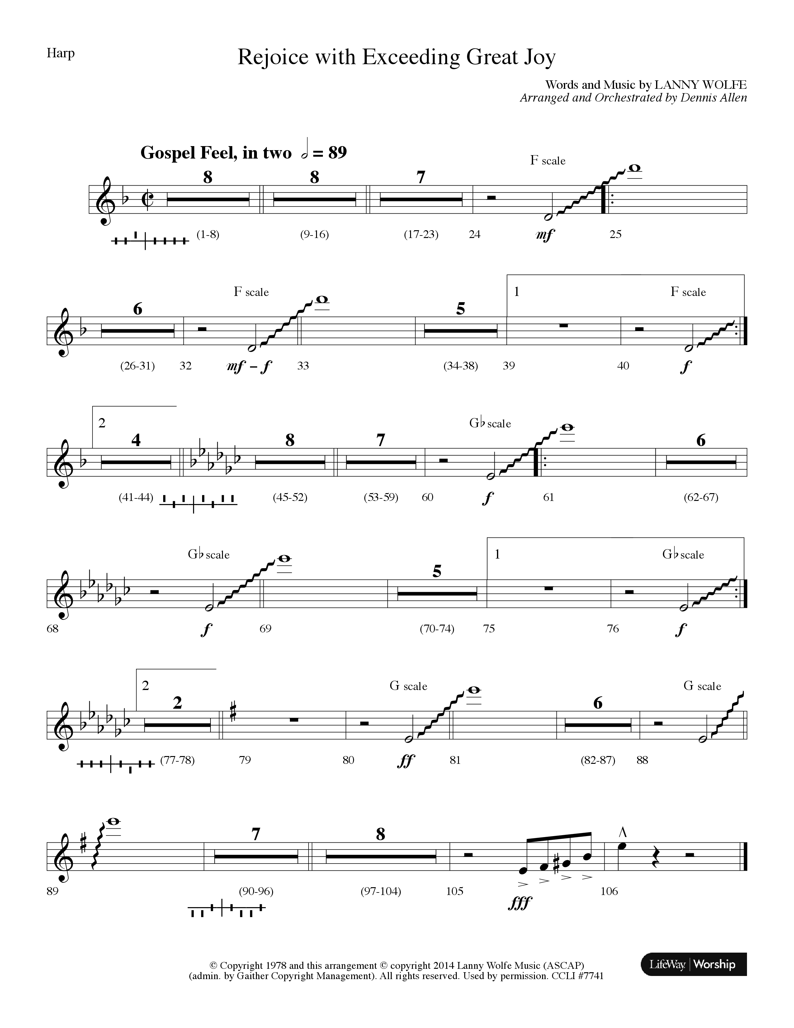Rejoice With Exceeding Great Joy (Choral Anthem SATB) Harp (Lifeway Choral / Arr. Dennis Allen)