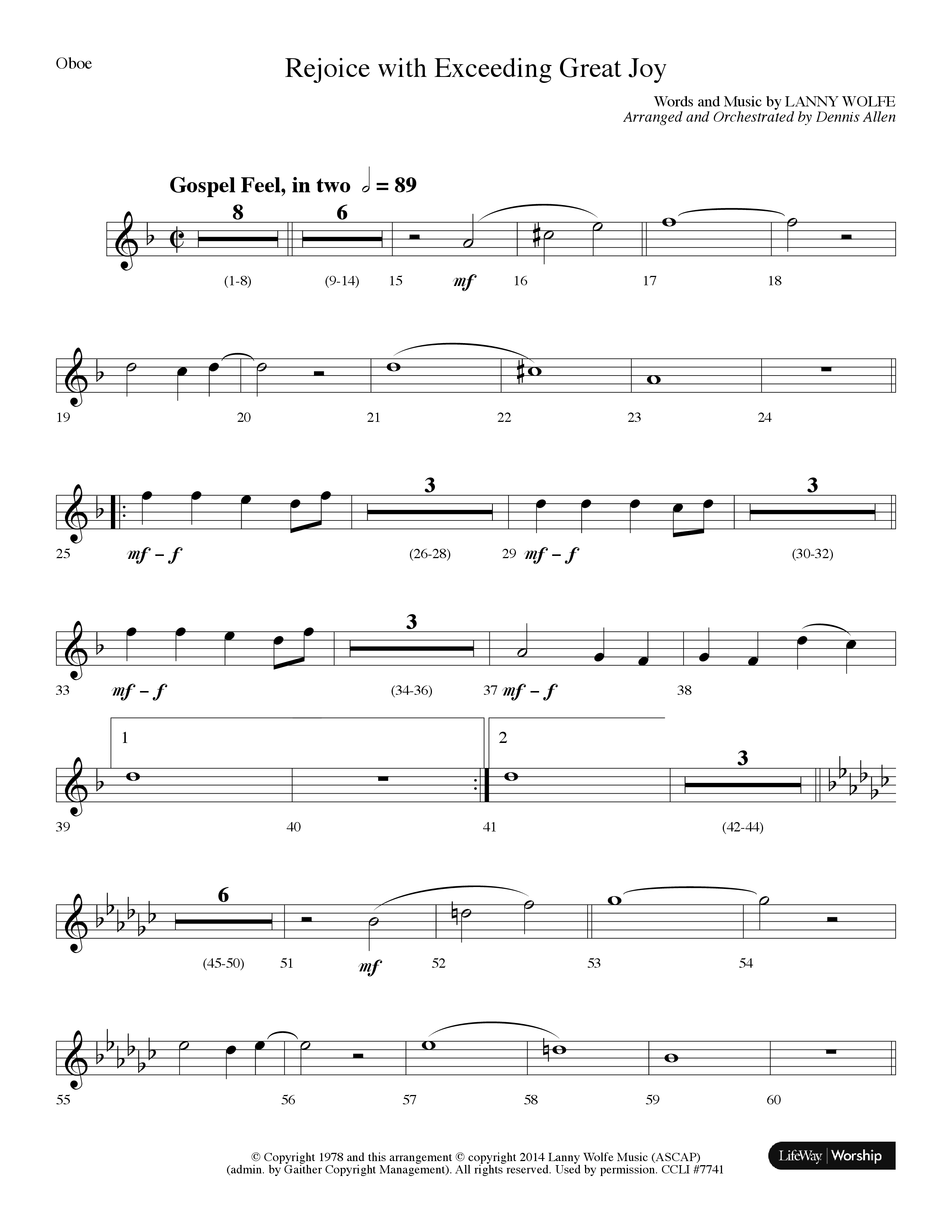 Rejoice With Exceeding Great Joy (Choral Anthem SATB) Oboe (Lifeway Choral / Arr. Dennis Allen)