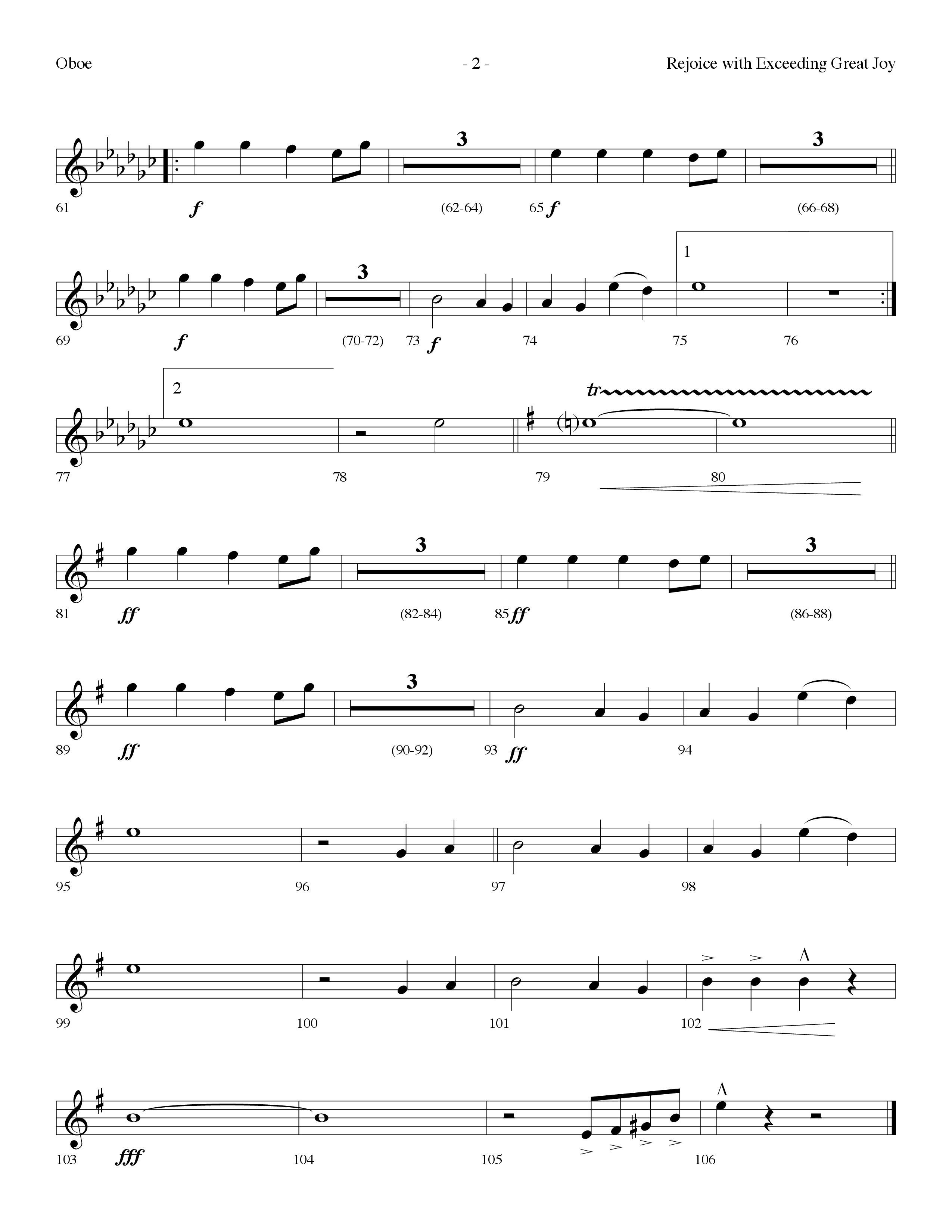 Rejoice With Exceeding Great Joy (Choral Anthem SATB) Oboe (Lifeway Choral / Arr. Dennis Allen)