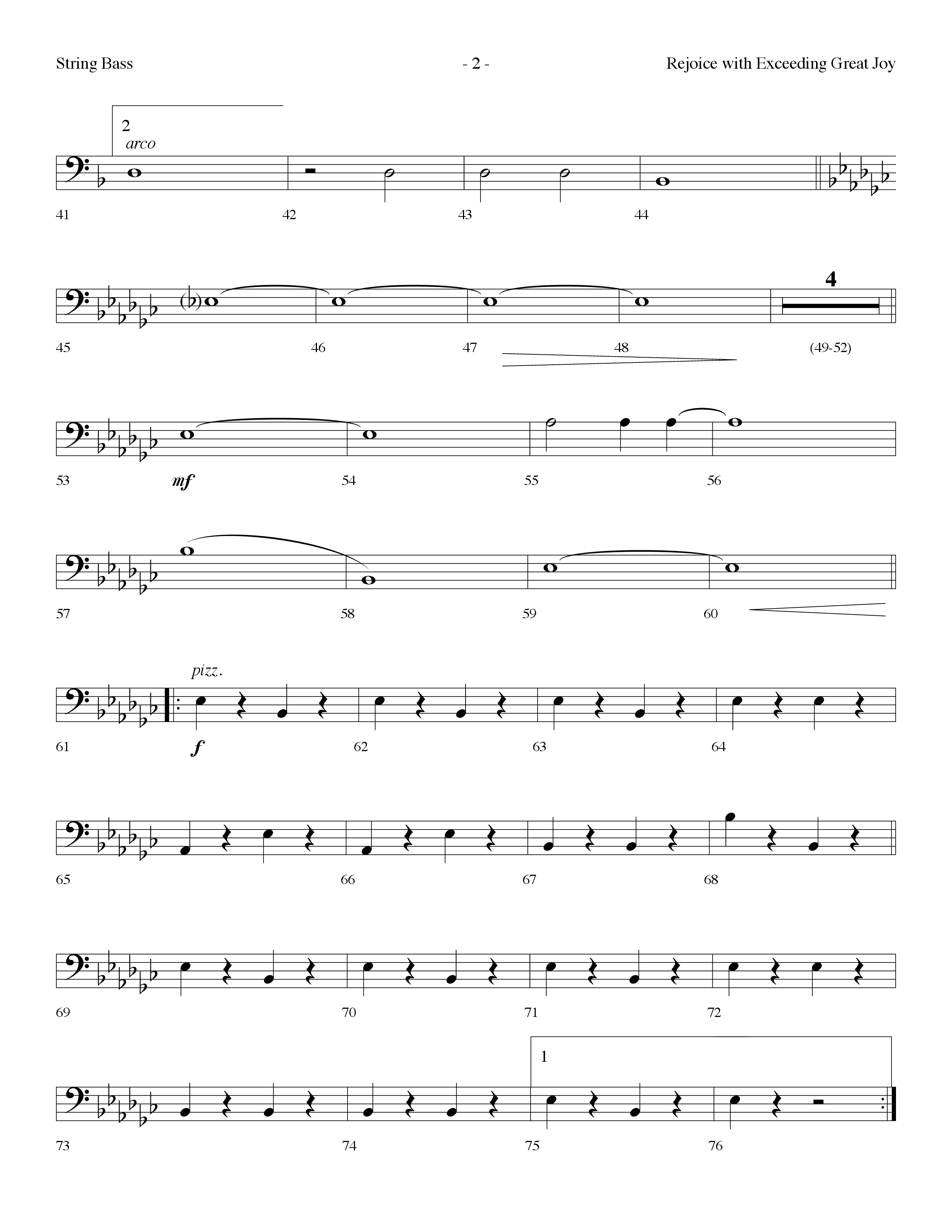 Rejoice With Exceeding Great Joy (Choral Anthem SATB) String Bass (Lifeway Choral / Arr. Dennis Allen)