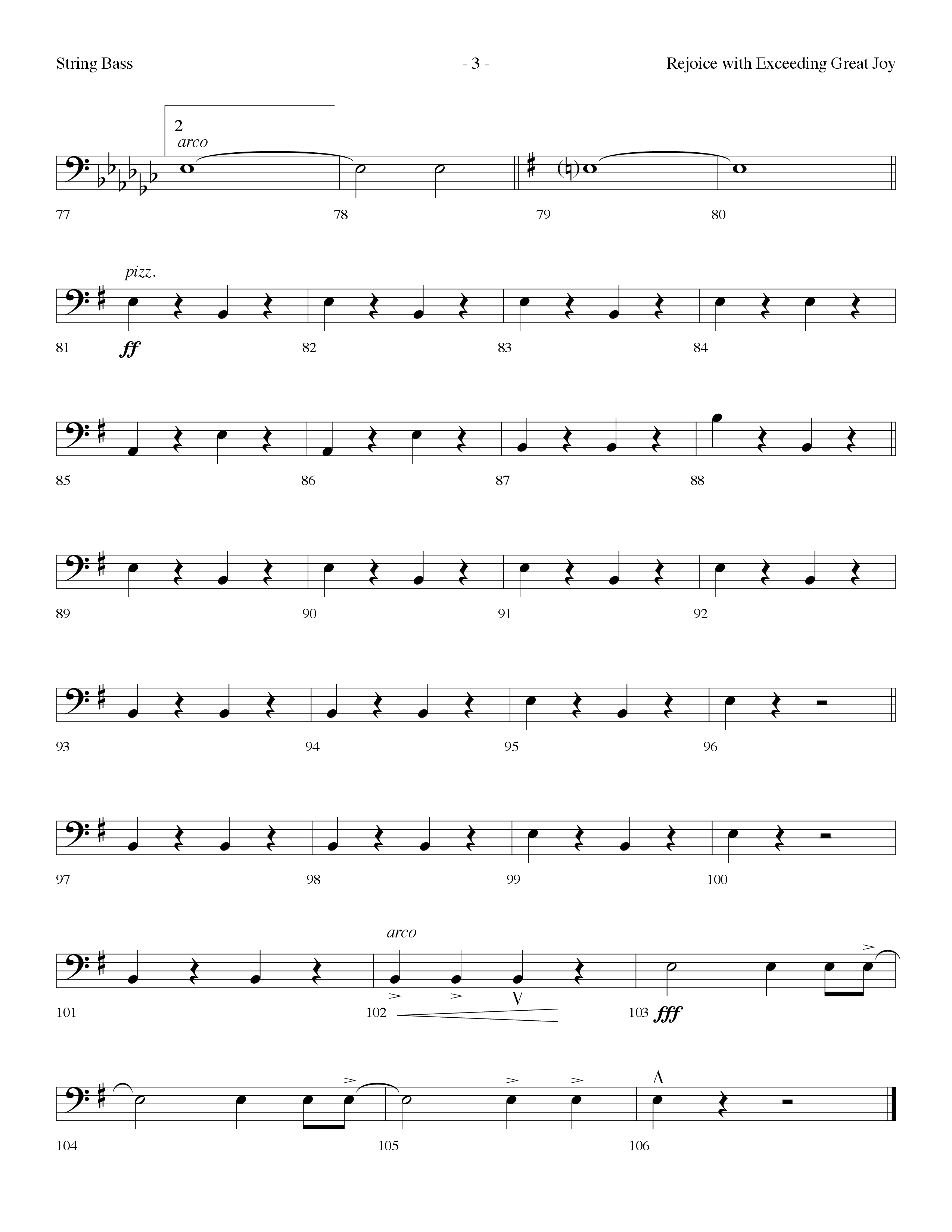 Rejoice With Exceeding Great Joy (Choral Anthem SATB) String Bass (Lifeway Choral / Arr. Dennis Allen)