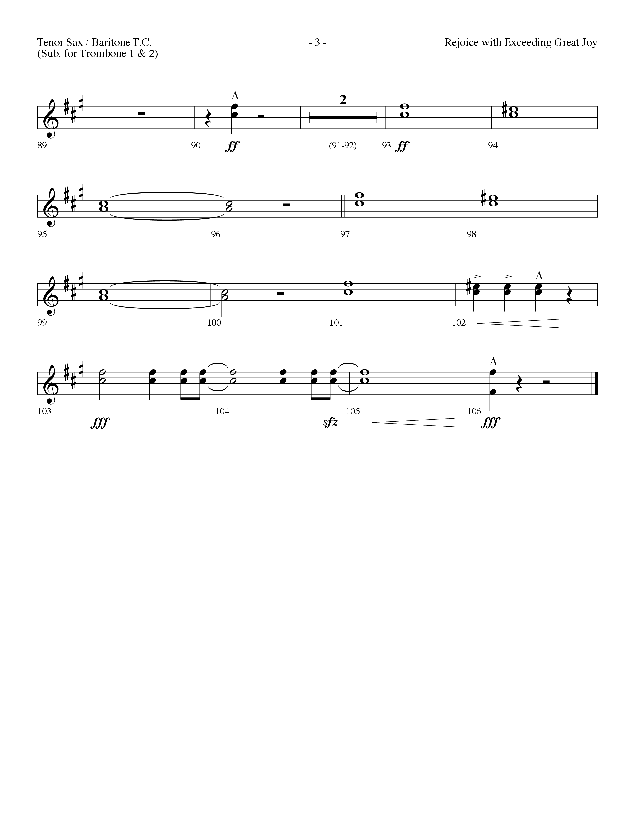 Rejoice With Exceeding Great Joy (Choral Anthem SATB) Tenor Sax/Baritone T.C. (Lifeway Choral / Arr. Dennis Allen)