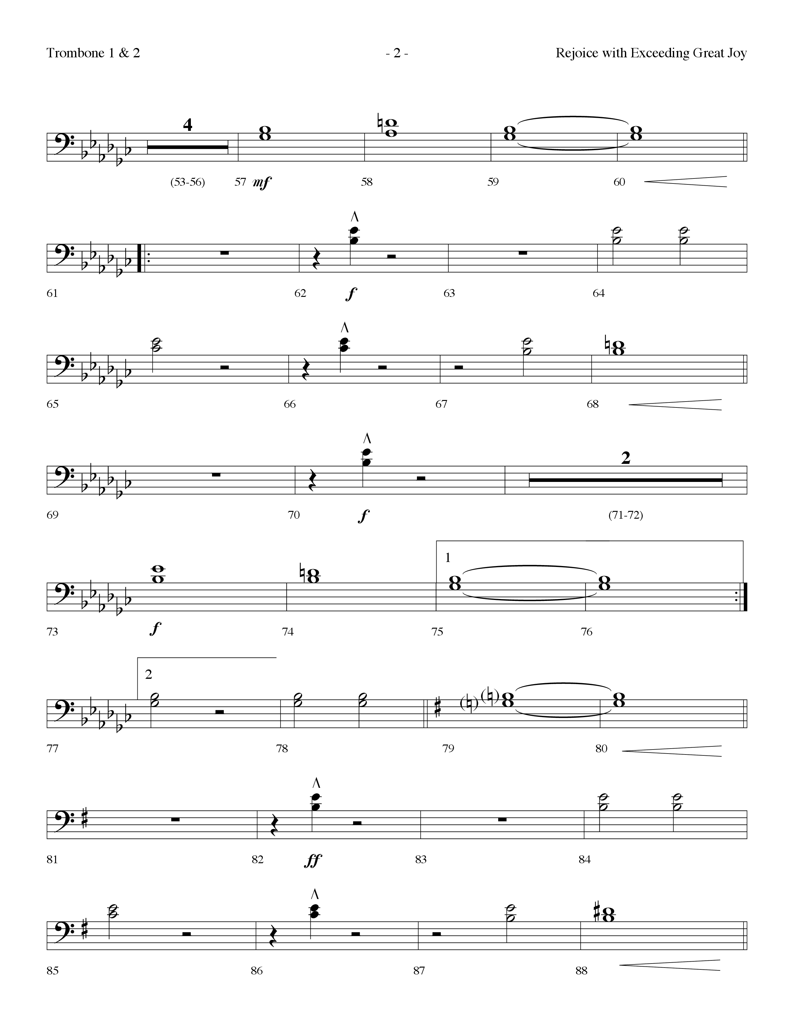 Rejoice With Exceeding Great Joy (Choral Anthem SATB) Trombone 1/2 (Lifeway Choral / Arr. Dennis Allen)