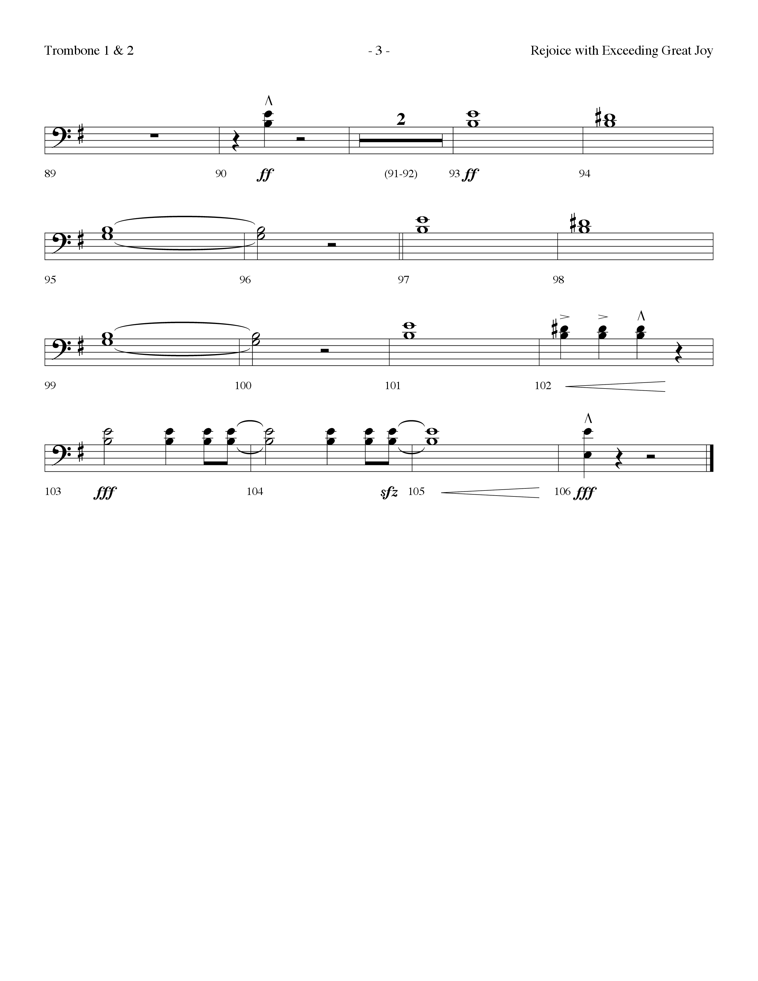 Rejoice With Exceeding Great Joy (Choral Anthem SATB) Trombone 1/2 (Lifeway Choral / Arr. Dennis Allen)
