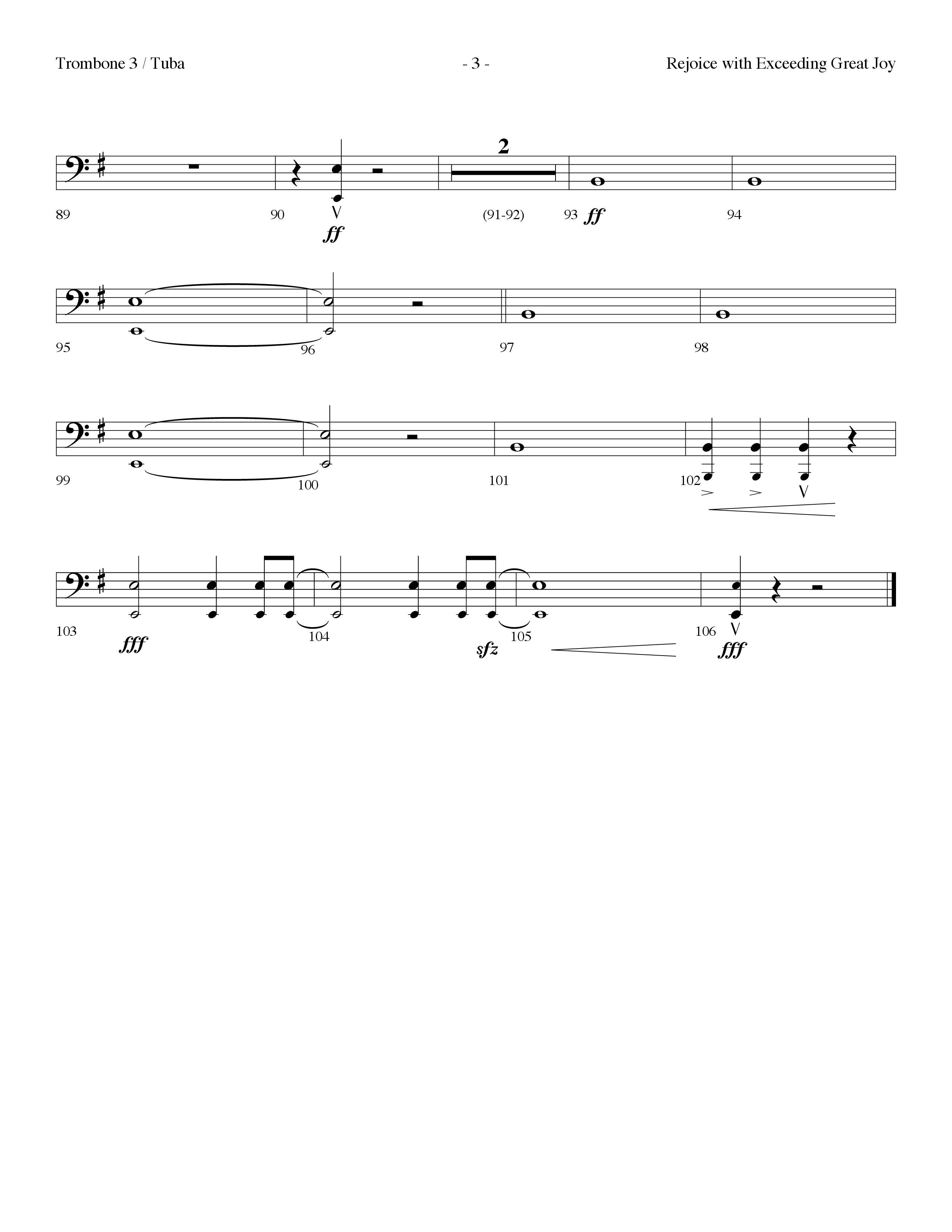 Rejoice With Exceeding Great Joy (Choral Anthem SATB) Trombone 3/Tuba (Lifeway Choral / Arr. Dennis Allen)