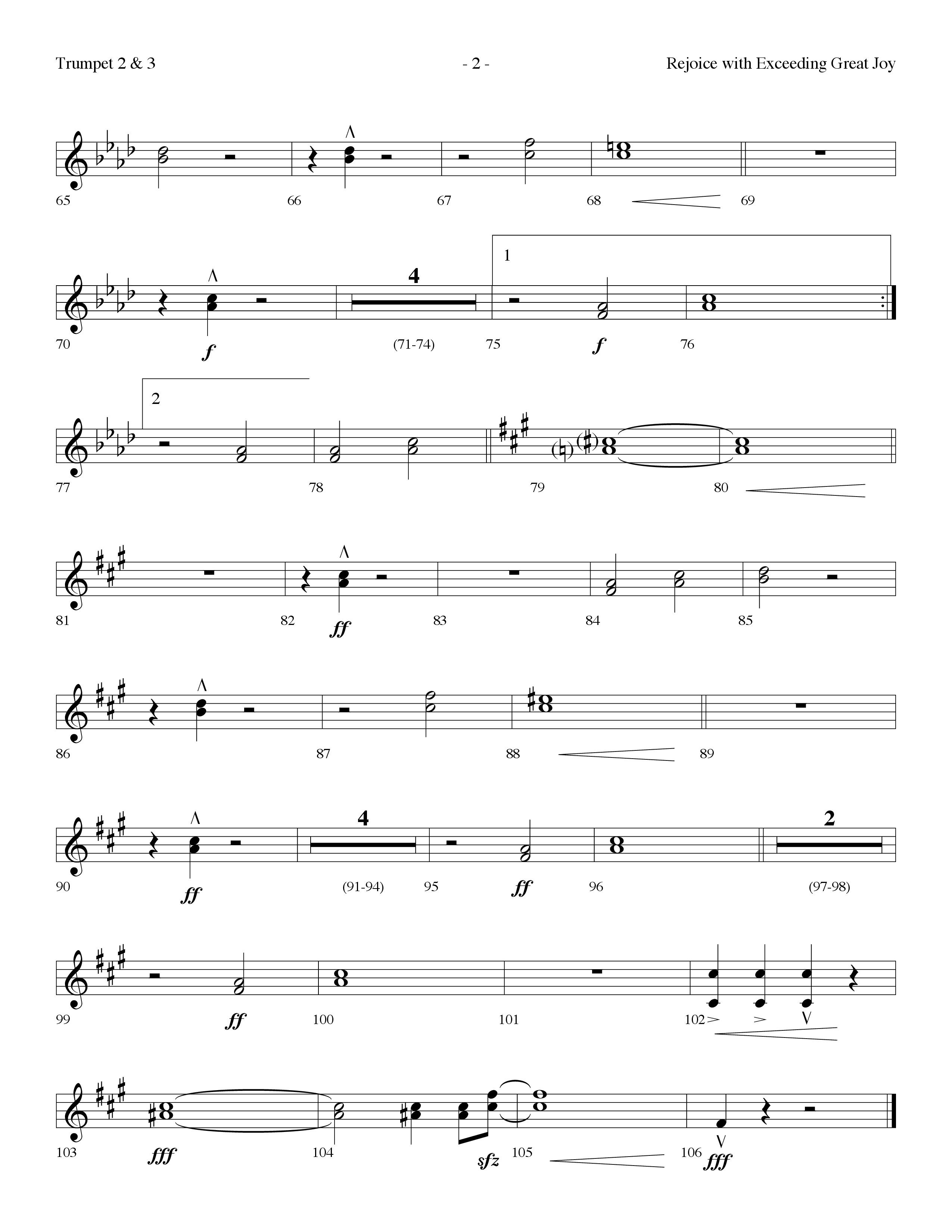 Rejoice With Exceeding Great Joy (Choral Anthem SATB) Trumpet 2/3 (Lifeway Choral / Arr. Dennis Allen)