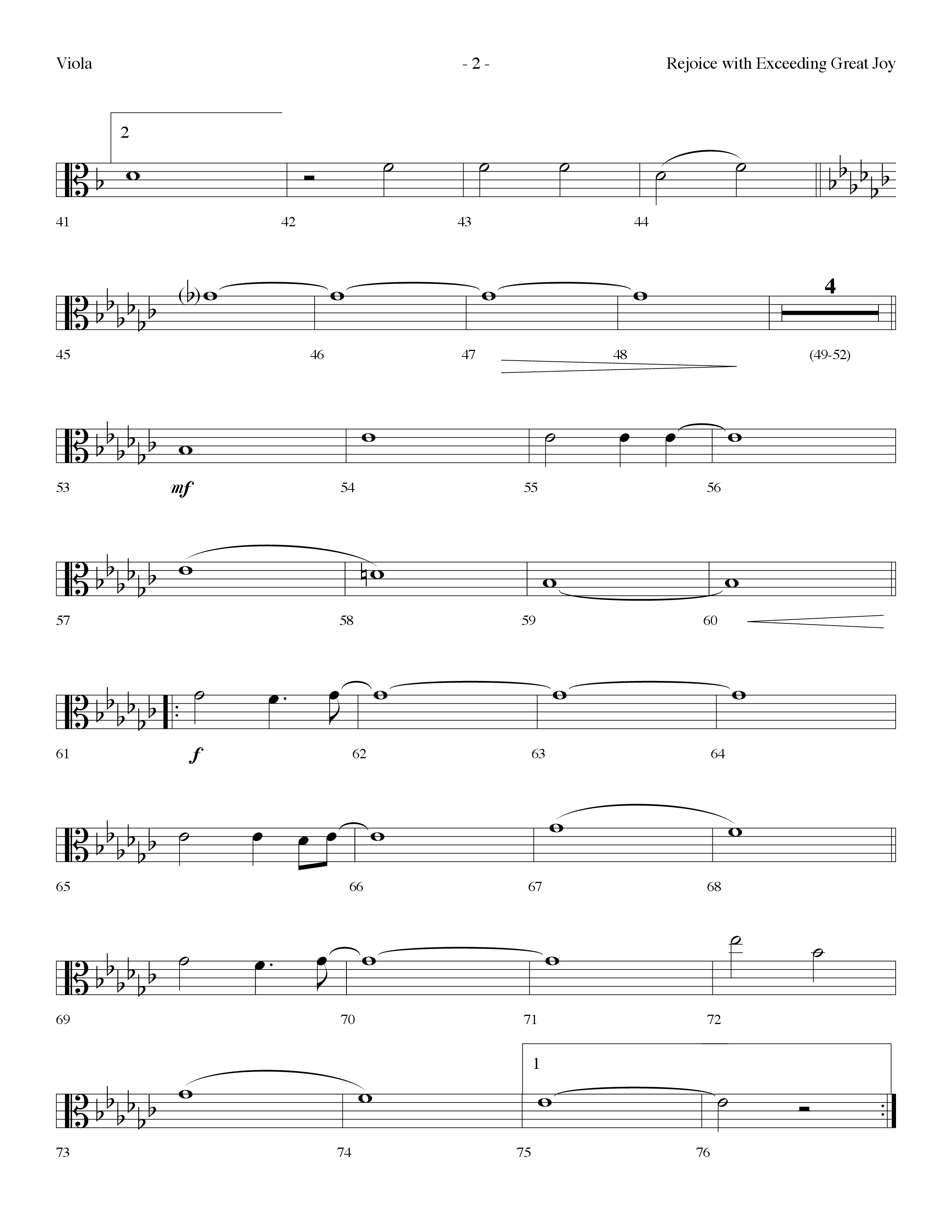 Rejoice With Exceeding Great Joy (Choral Anthem SATB) Viola (Lifeway Choral / Arr. Dennis Allen)