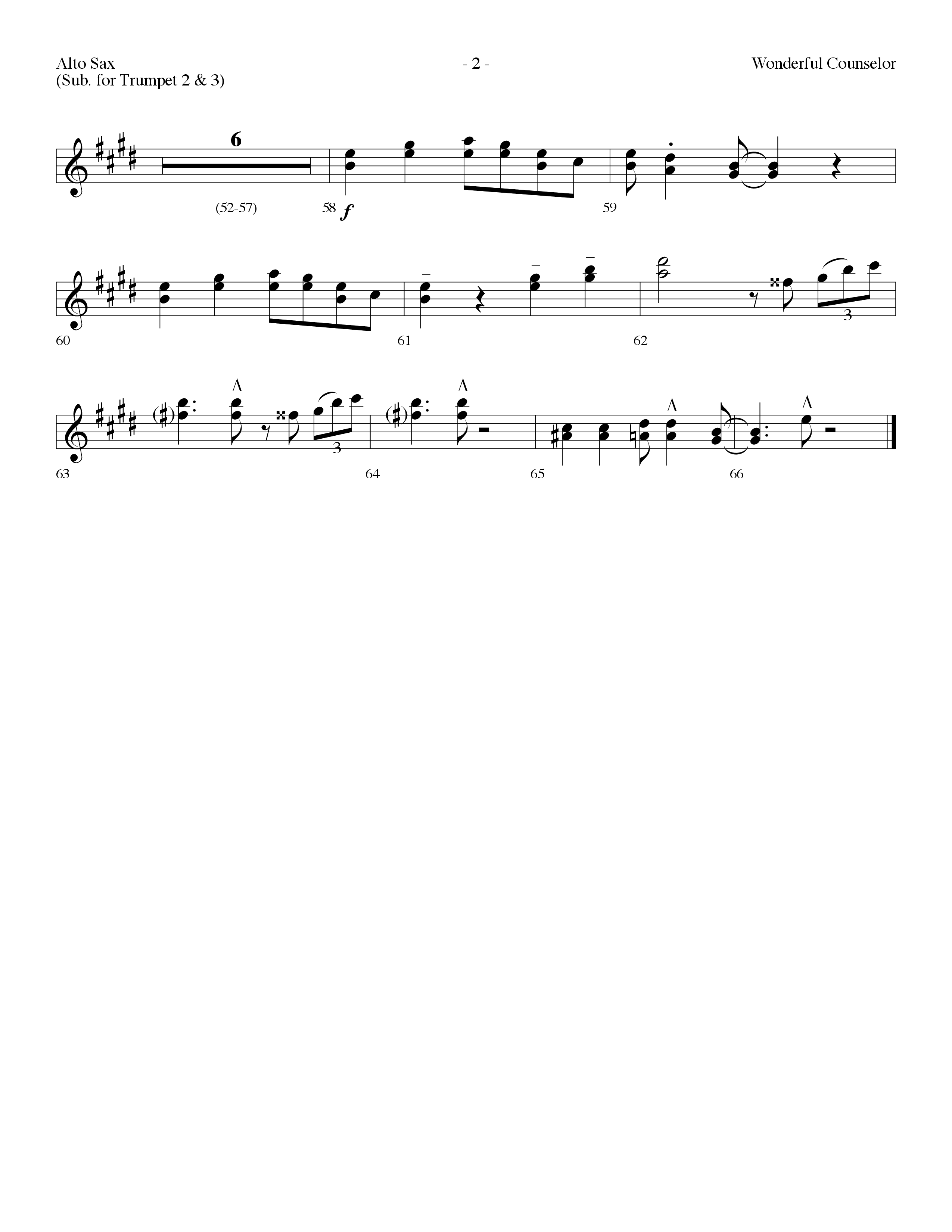 Wonderful Counselor (Choral Anthem SATB) Alto Sax (Lifeway Choral / Arr. Dennis Allen)