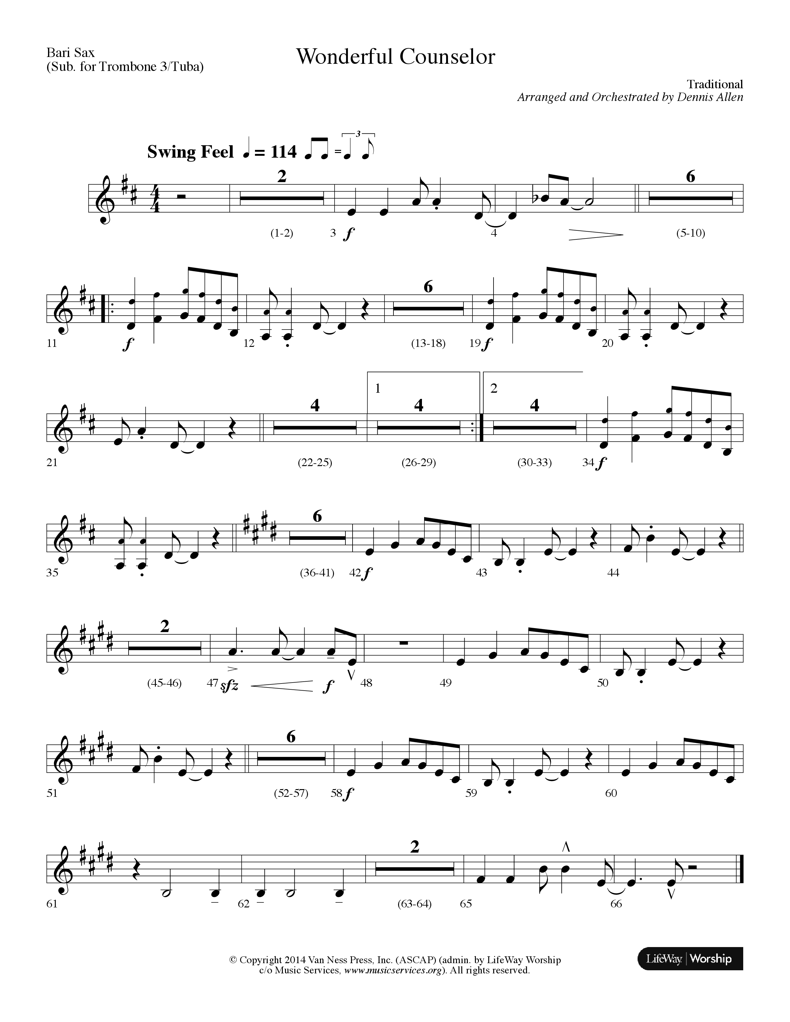 Wonderful Counselor (Choral Anthem SATB) Bari Sax (Lifeway Choral / Arr. Dennis Allen)
