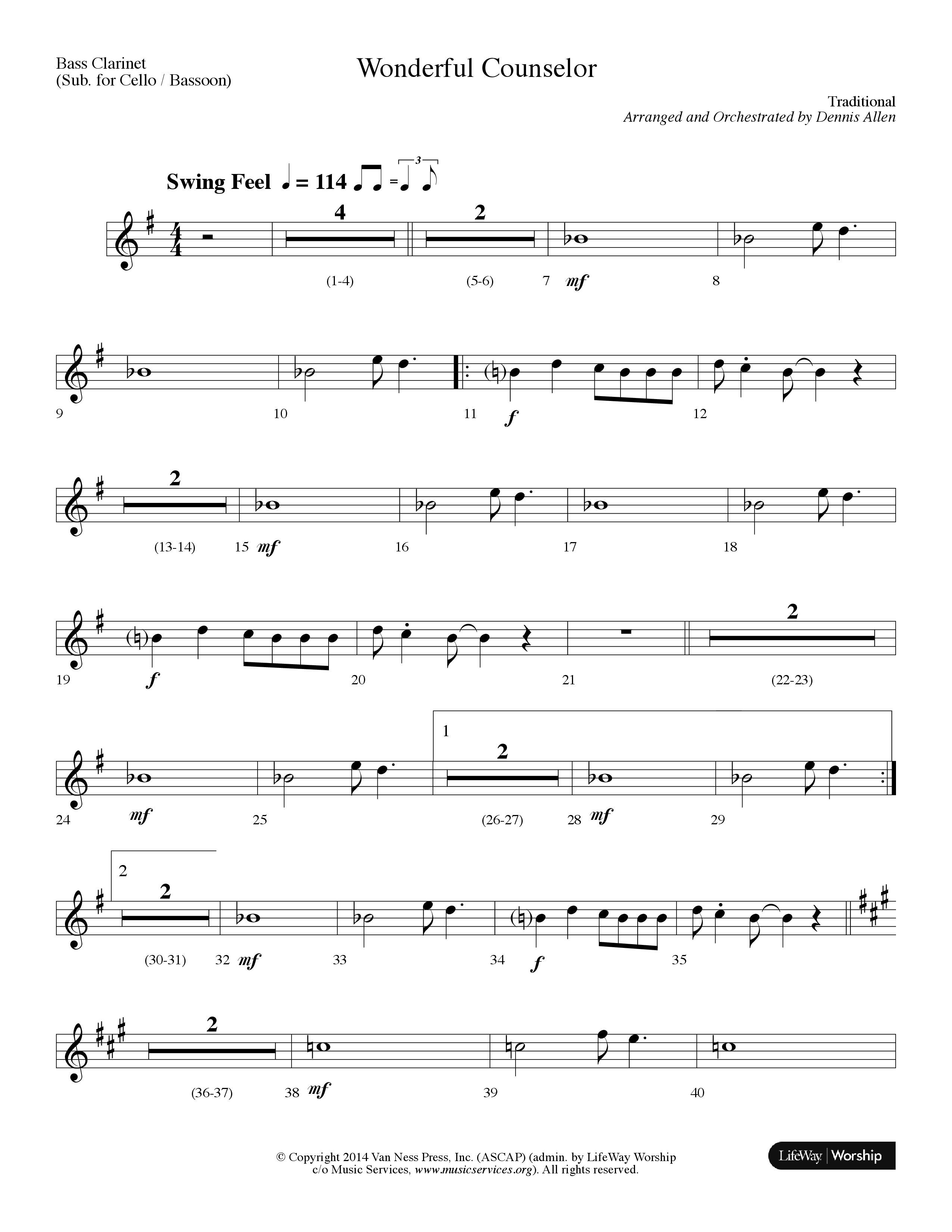 Wonderful Counselor (Choral Anthem SATB) Bass Clarinet (Lifeway Choral / Arr. Dennis Allen)