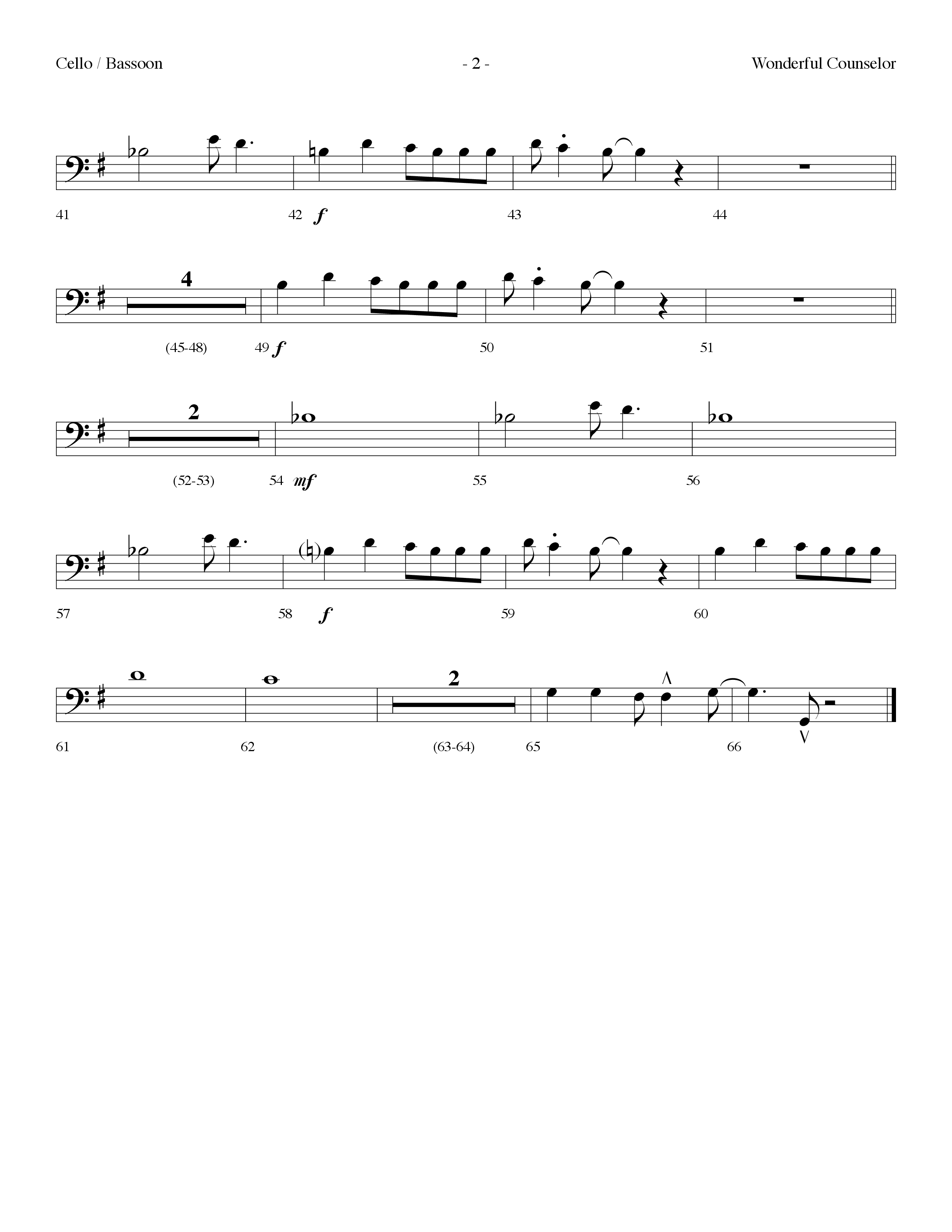 Wonderful Counselor (Choral Anthem SATB) Cello (Lifeway Choral / Arr. Dennis Allen)