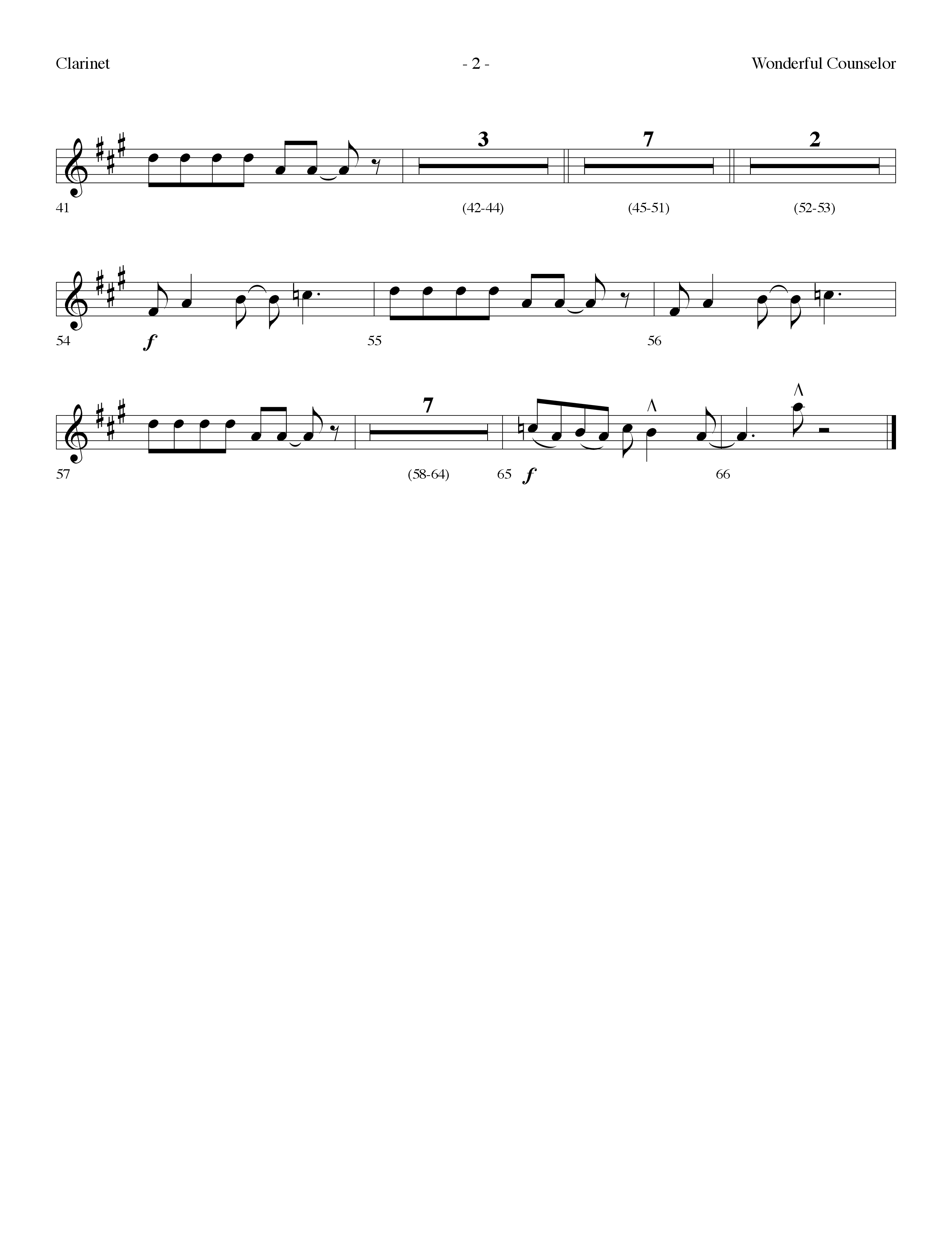 Wonderful Counselor (Choral Anthem SATB) Clarinet (Lifeway Choral / Arr. Dennis Allen)