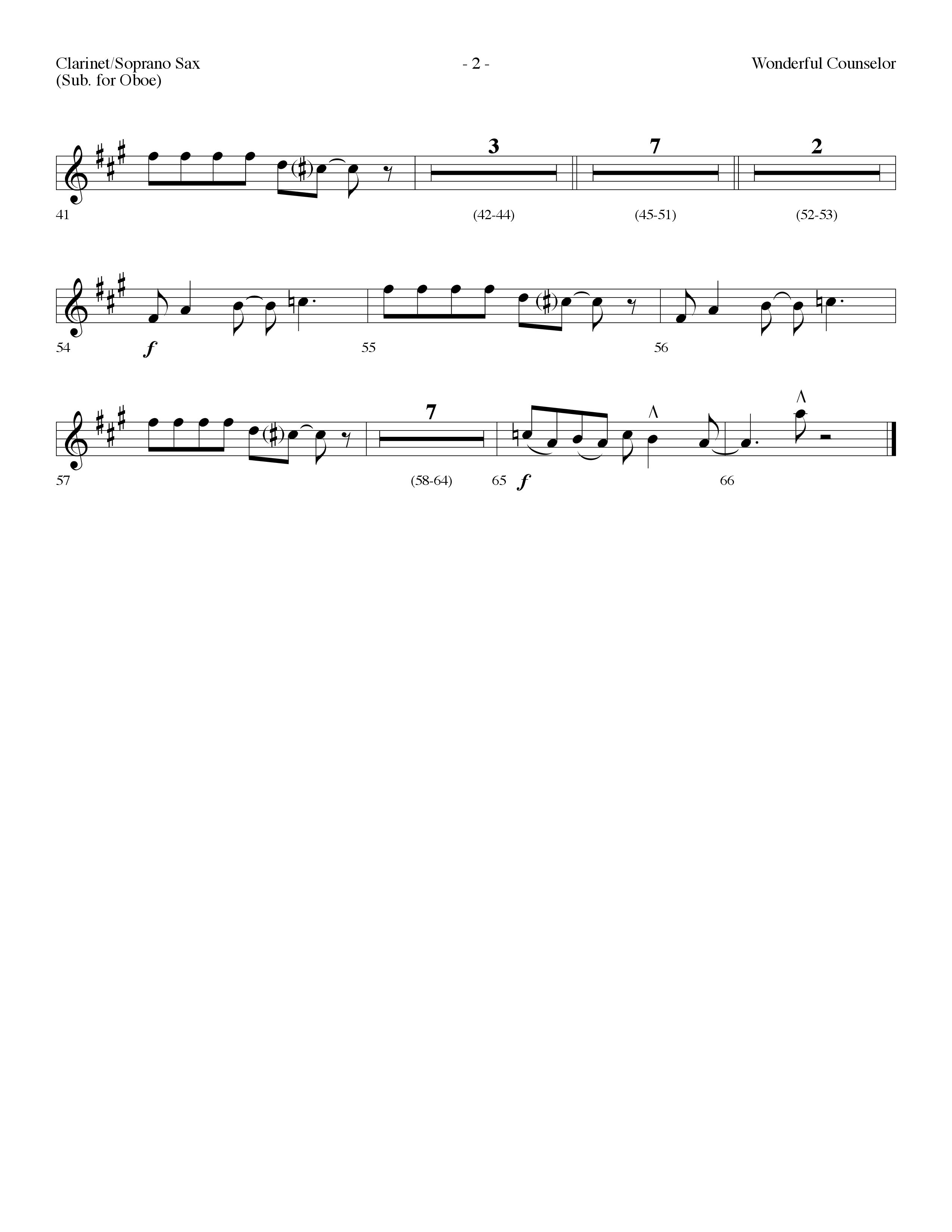 Wonderful Counselor (Choral Anthem SATB) Clarinet/Soprano Sax (Lifeway Choral / Arr. Dennis Allen)