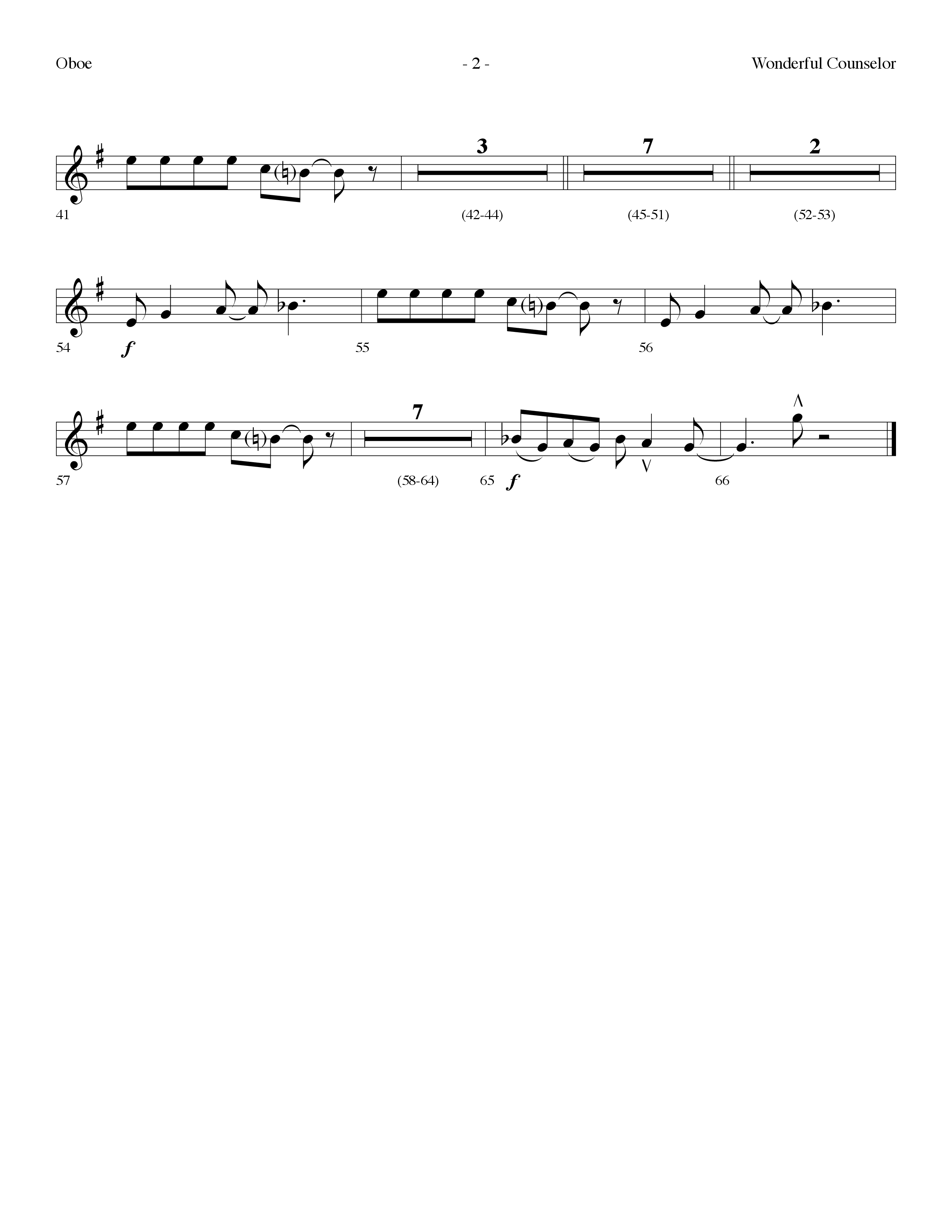 Wonderful Counselor (Choral Anthem SATB) Oboe (Lifeway Choral / Arr. Dennis Allen)