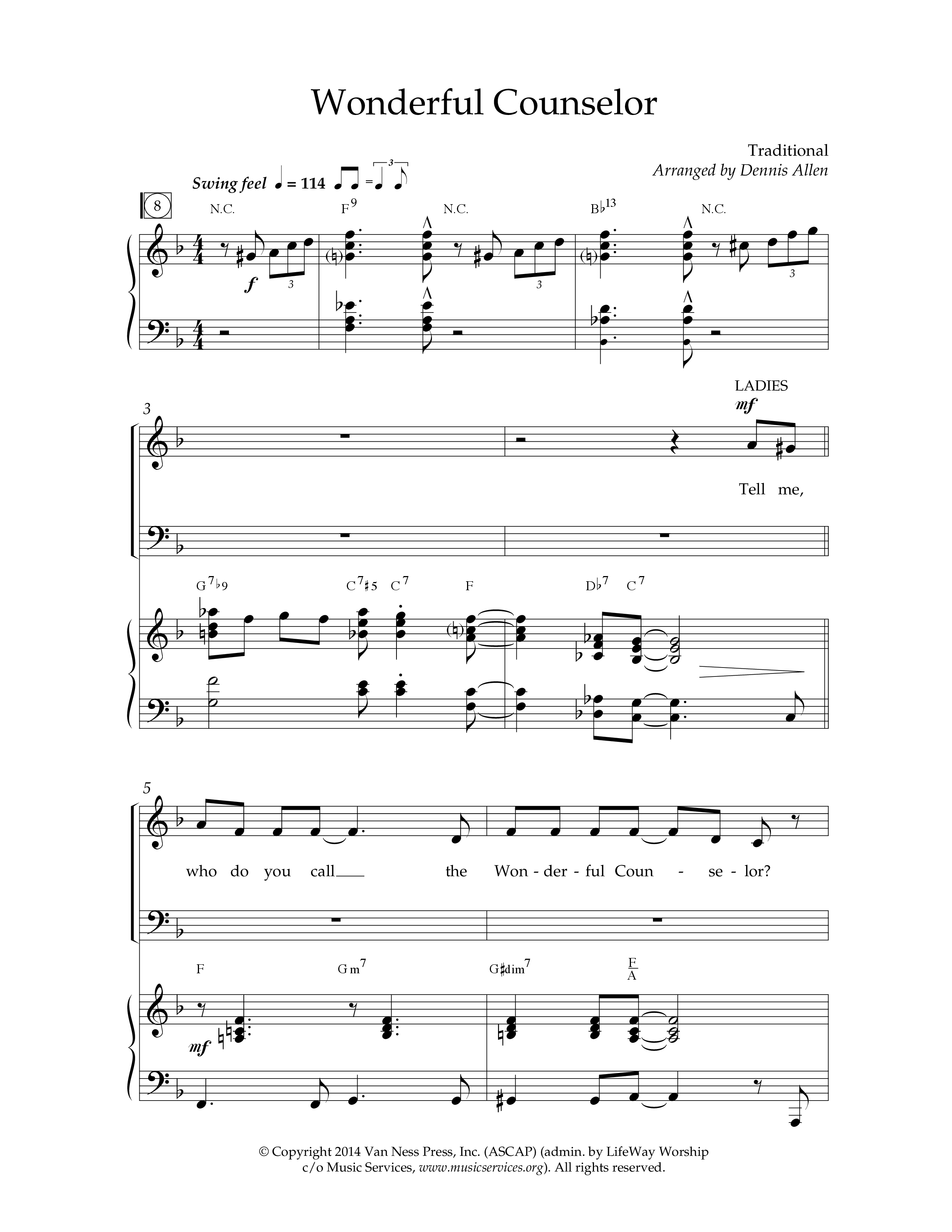 Wonderful Counselor (Choral Anthem SATB) Anthem (SATB/Piano) (Lifeway Choral / Arr. Dennis Allen)