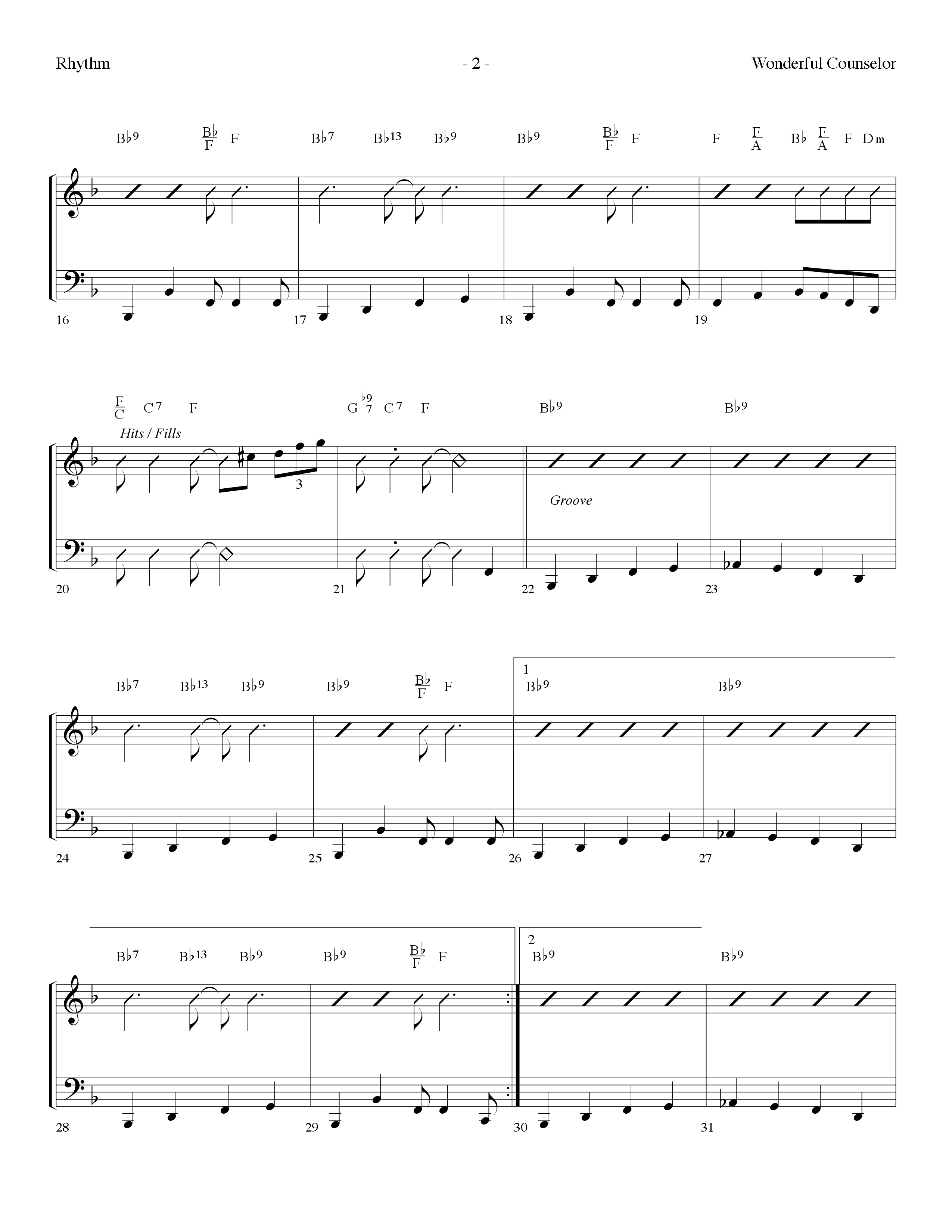 Wonderful Counselor (Choral Anthem SATB) Rhythm Chart (Lifeway Choral / Arr. Dennis Allen)