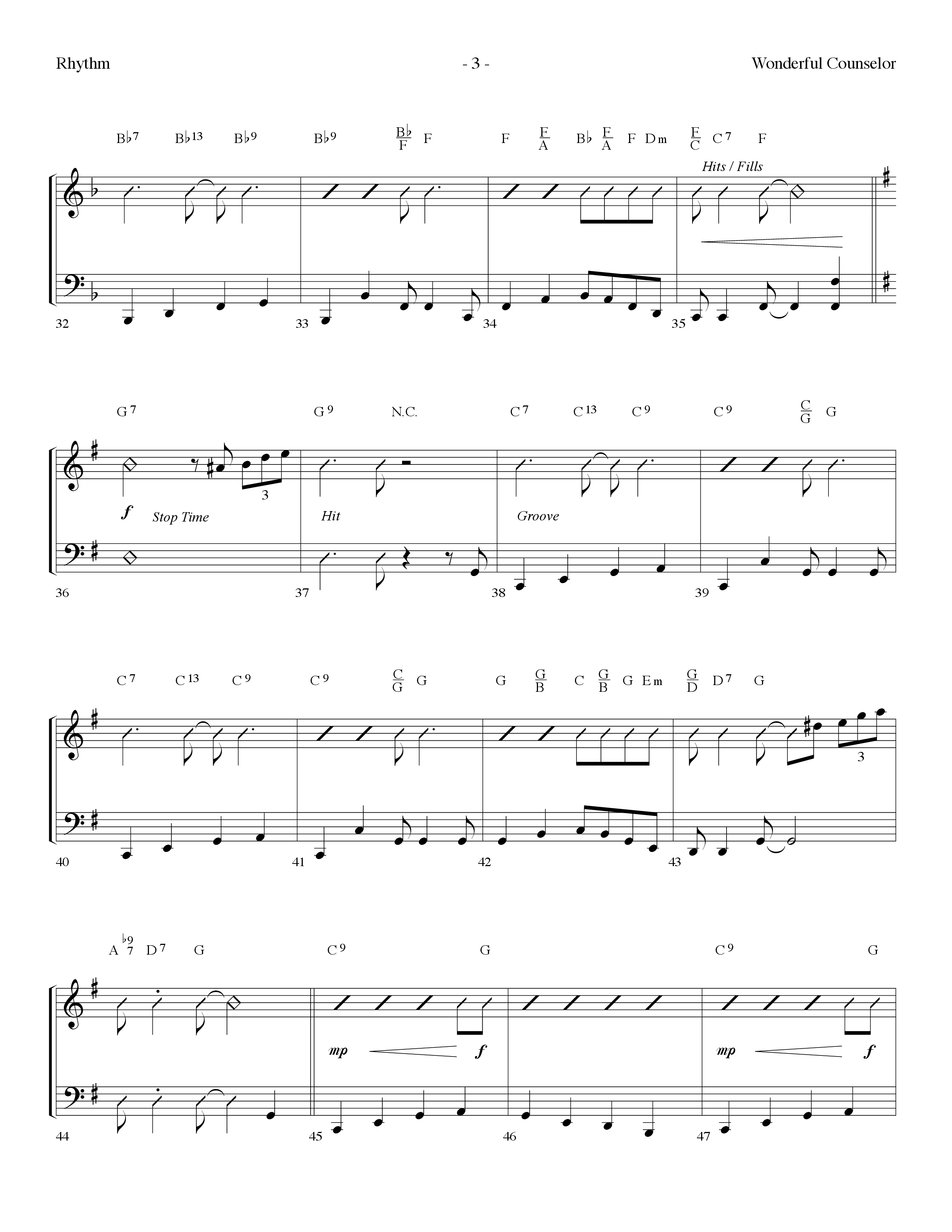 Wonderful Counselor (Choral Anthem SATB) Rhythm Chart (Lifeway Choral / Arr. Dennis Allen)