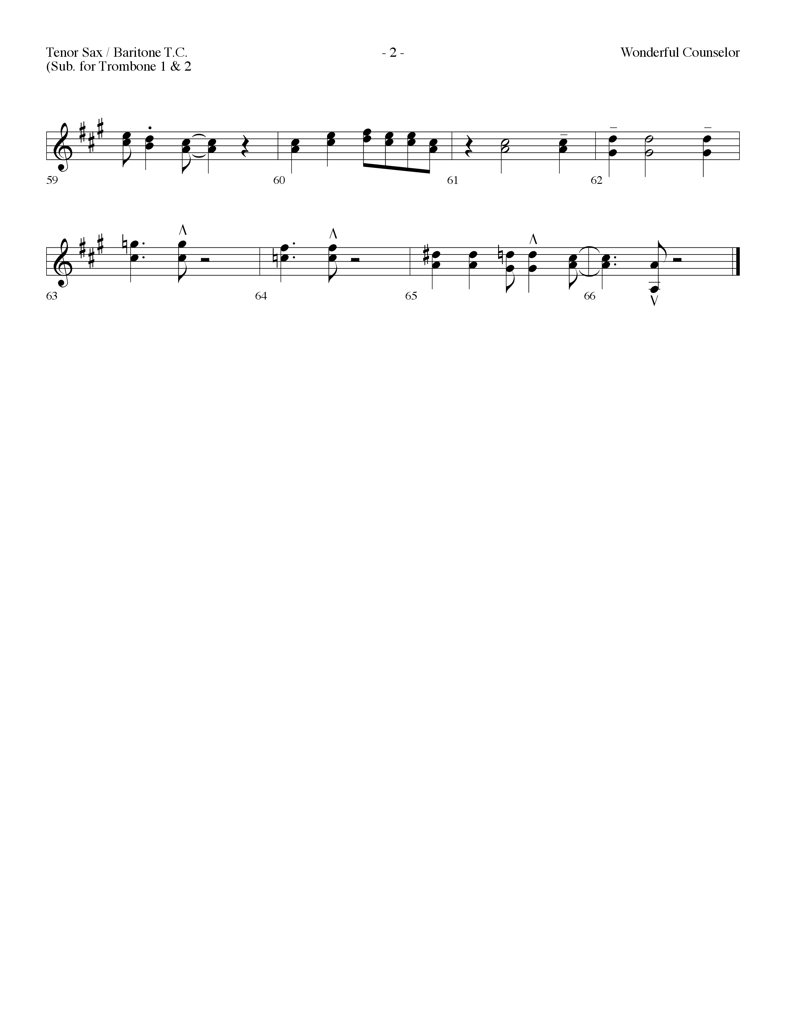 Wonderful Counselor (Choral Anthem SATB) Tenor Sax/Baritone T.C. (Lifeway Choral / Arr. Dennis Allen)