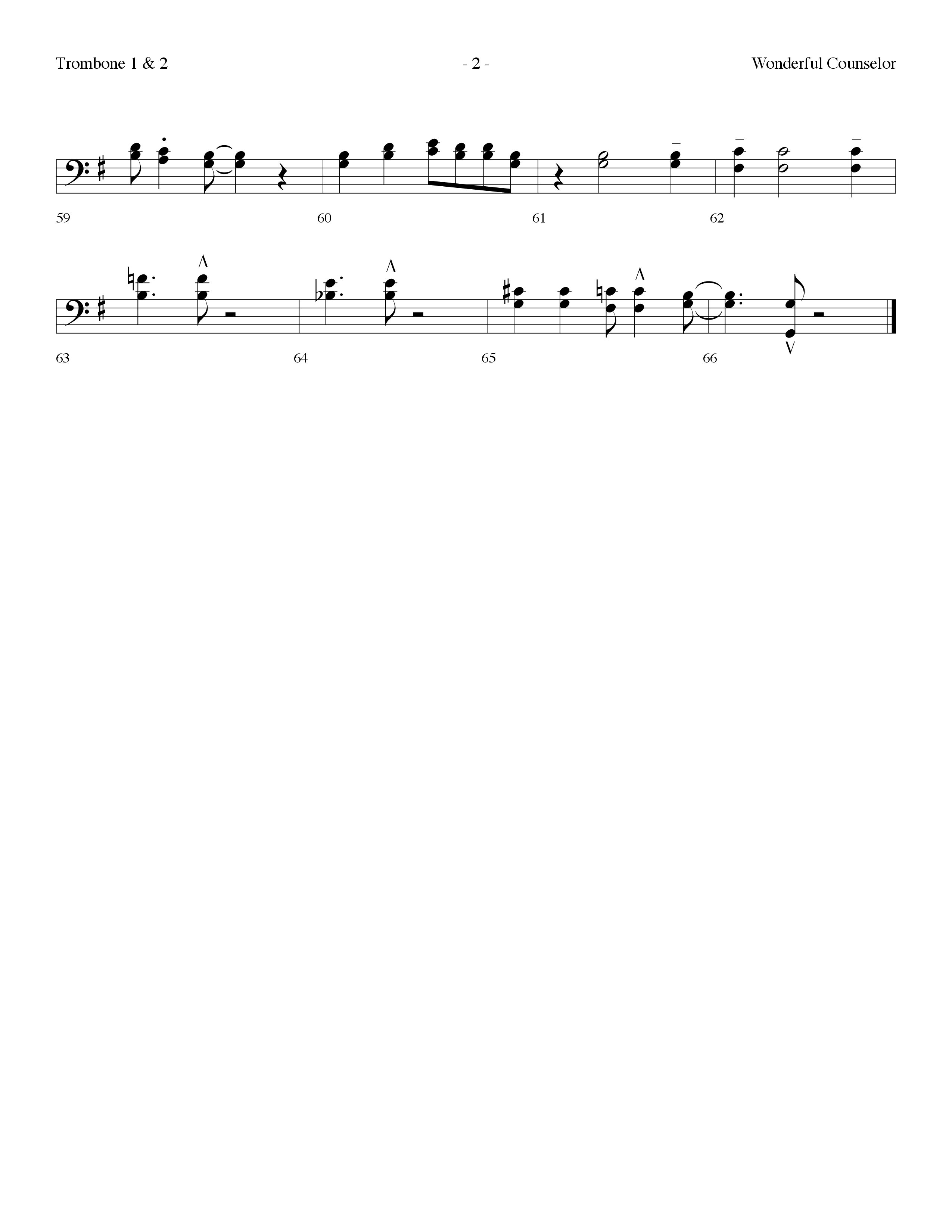 Wonderful Counselor (Choral Anthem SATB) Trombone 1/2 (Lifeway Choral / Arr. Dennis Allen)