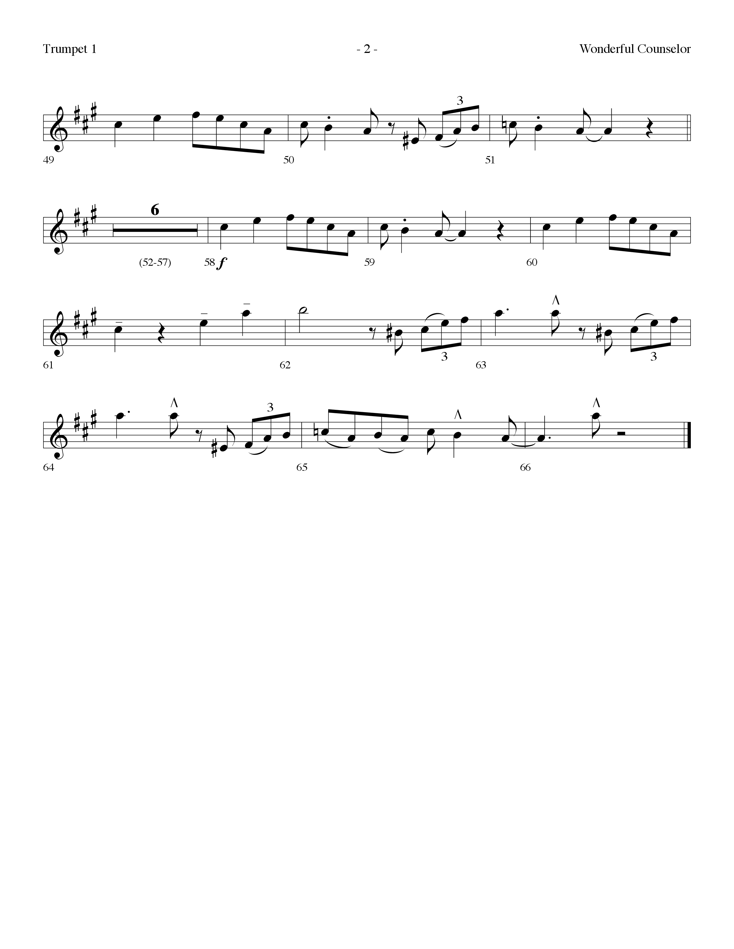 Wonderful Counselor (Choral Anthem SATB) Trumpet 1 (Lifeway Choral / Arr. Dennis Allen)