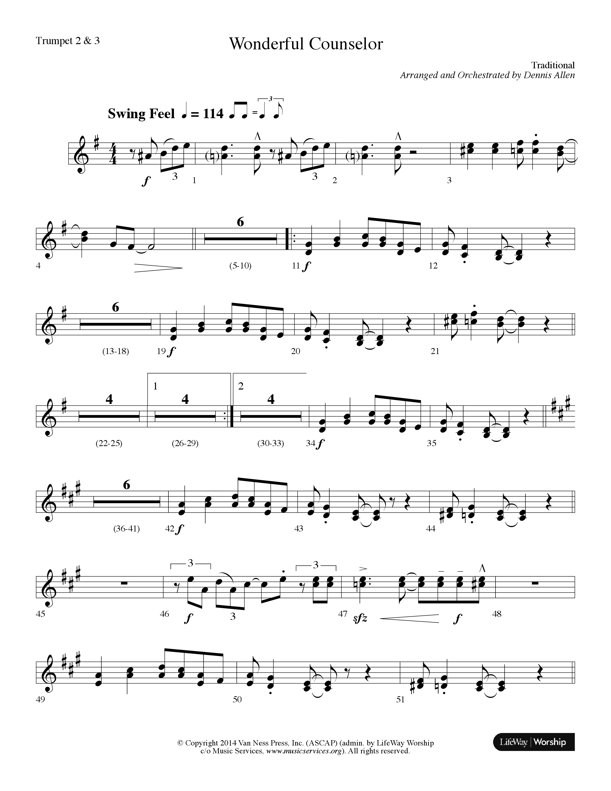Wonderful Counselor (Choral Anthem SATB) Trumpet 2/3 (Lifeway Choral / Arr. Dennis Allen)
