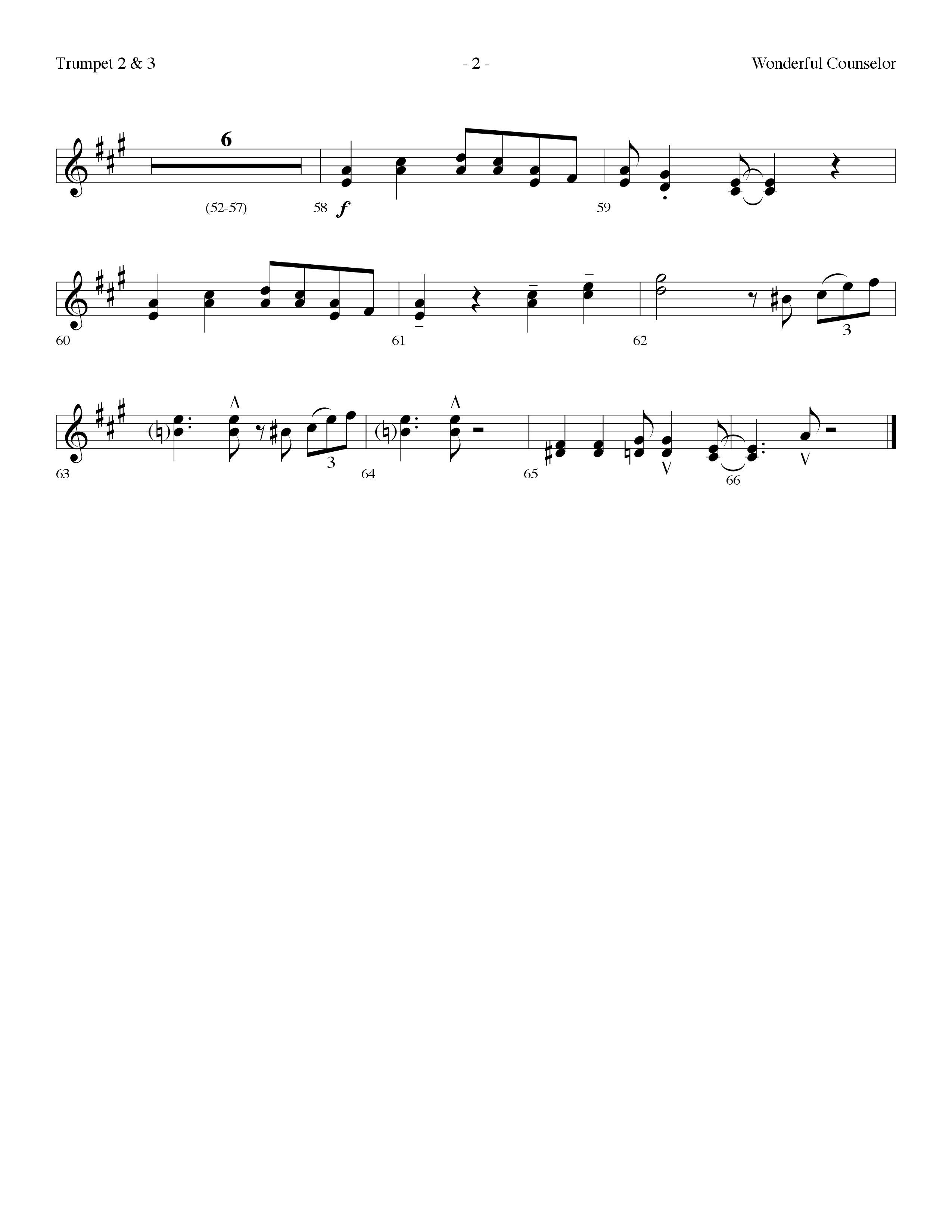 Wonderful Counselor (Choral Anthem SATB) Trumpet 2/3 (Lifeway Choral / Arr. Dennis Allen)