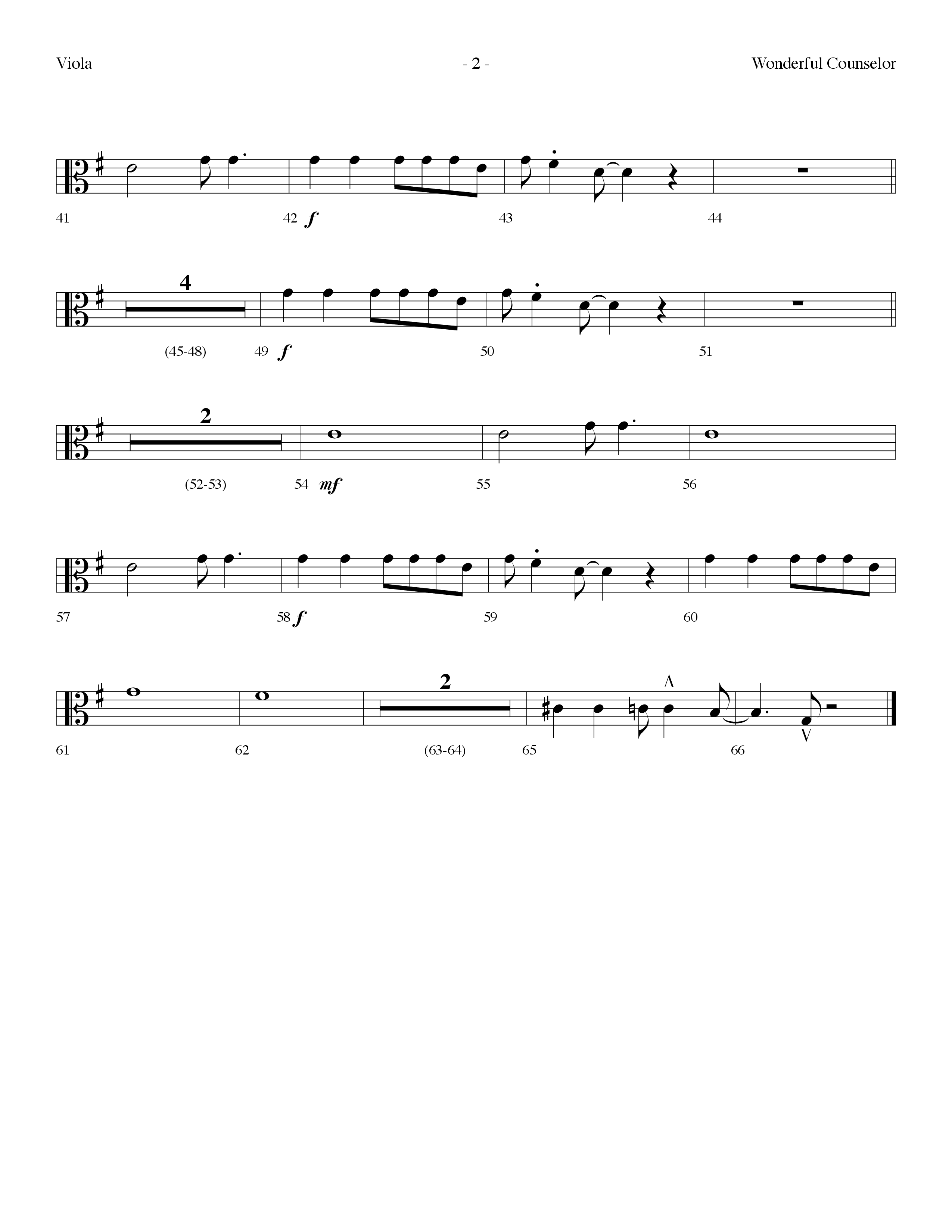 Wonderful Counselor (Choral Anthem SATB) Viola (Lifeway Choral / Arr. Dennis Allen)